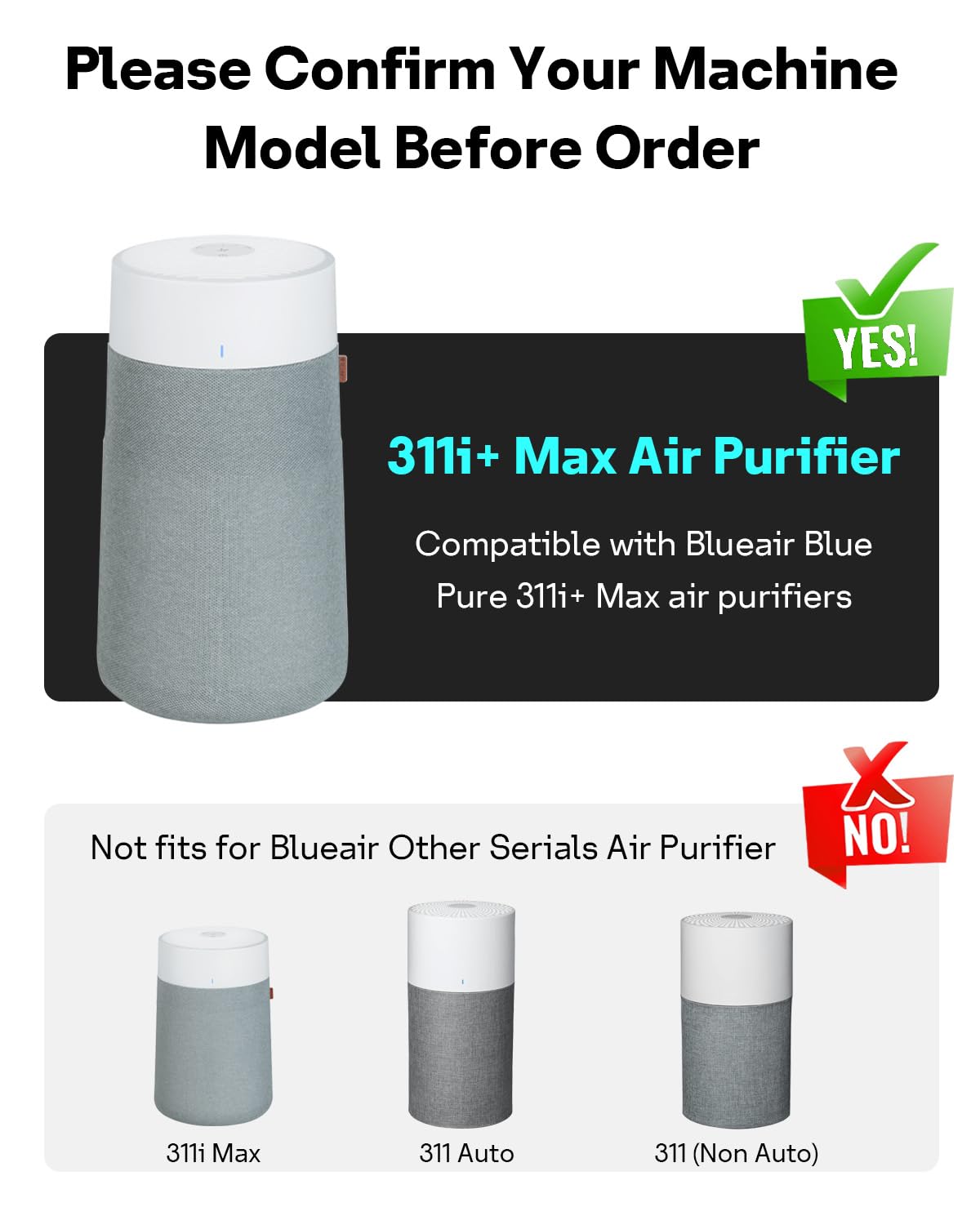 Leemone 2 Pack 311i+ Max Filter Replacement Compatible with Blue Pure 311i+ Max Air Purifier, Blue Pure F3MAX+, Activated Carbon Filter
