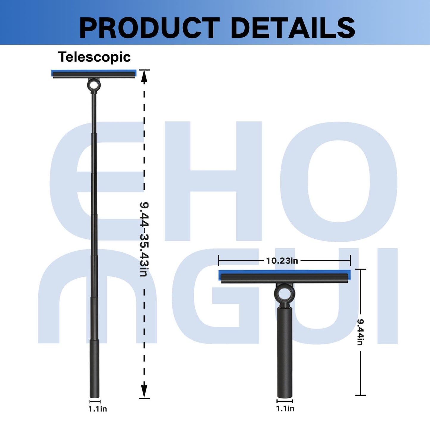 EHOMGUI Shower Squeegee for Glass Doors, Squeegee with Long Handle, Telescoping Squeegee for Shower, Extendable Window Cleaner Tool for Car Windows, Tile Walls, Sliding Door, Shower Glass Door