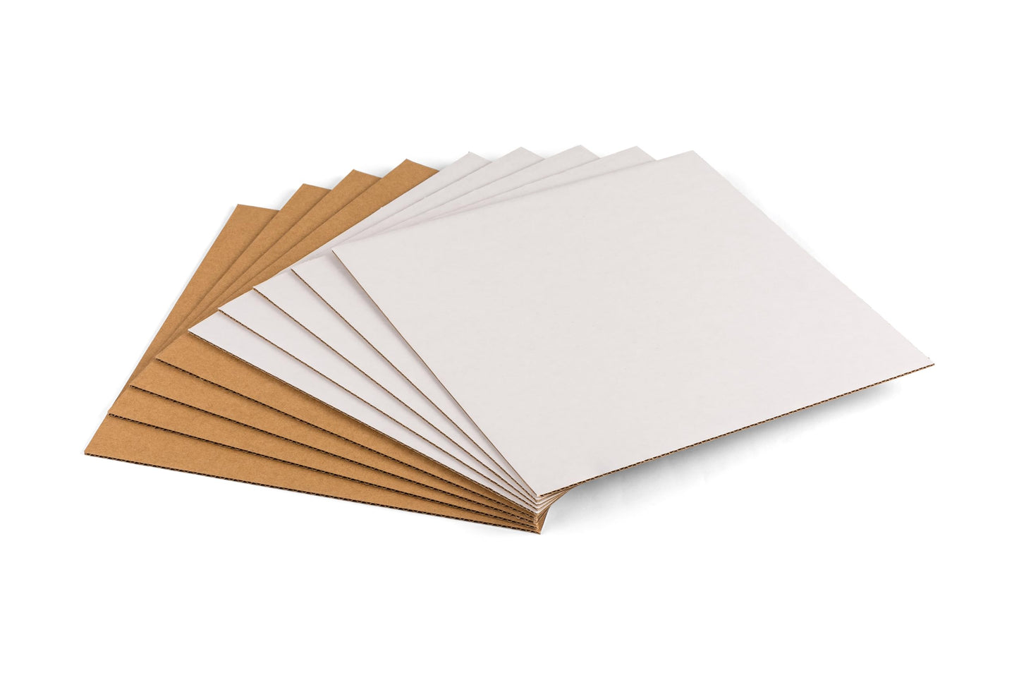 Kayritonz 12.5x12.5 inch Corrugated Cardboard Sheets - 12-inch LP Record Insert Pads for Shipping, Mailing, Packaging, Art Supplies, DIY Crafts, 1/8" Thick Protective Sheets, One-Side White, 50 PCS