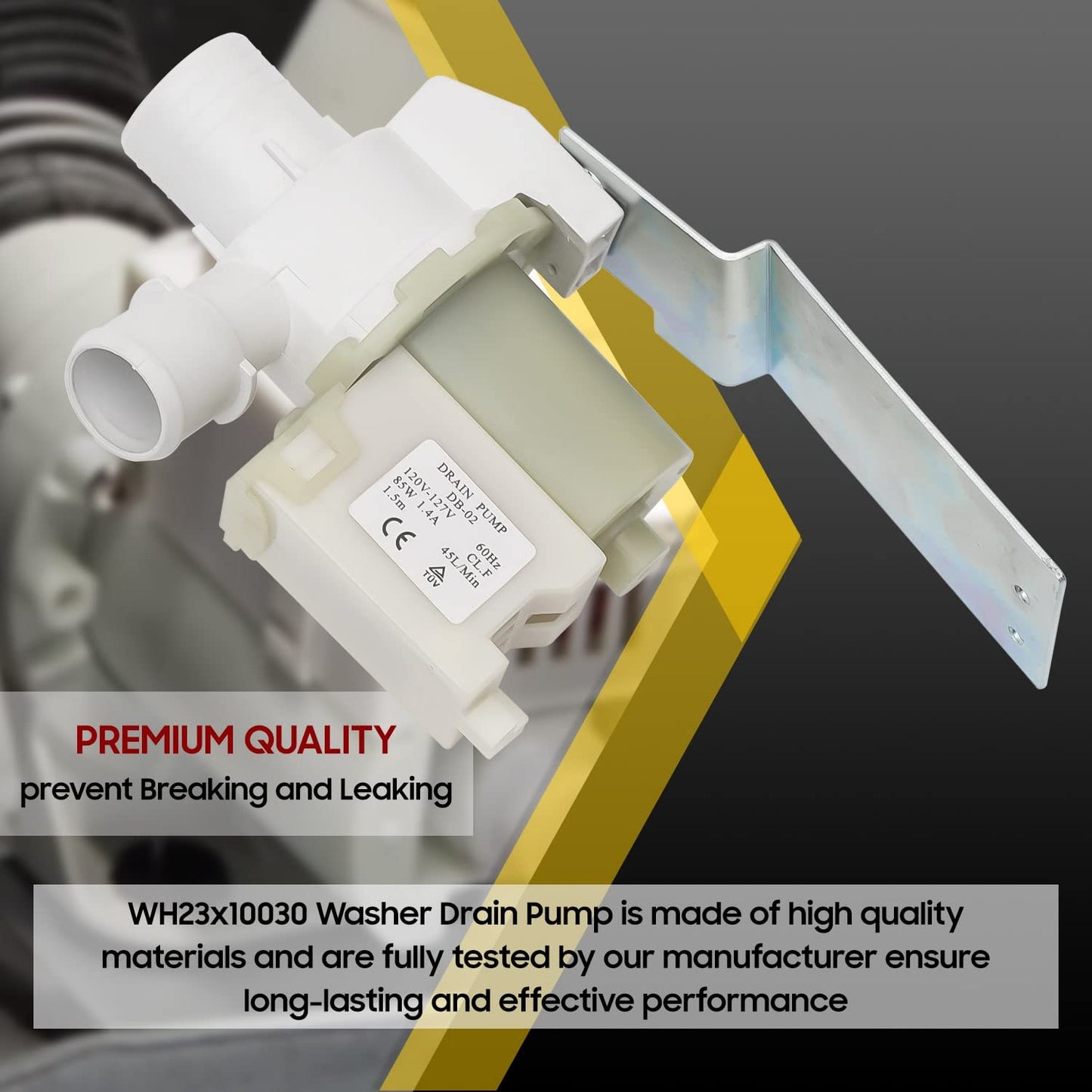 GE WH23X10030 Washer Drain Pump by Seentech - Compatible with GE Washers - Replace P5803461 WH23X10013 14389643P001 3015301 J27-769 PS8768445 TRUCK TRUCK-1 WH23X0081 WH23X0091 WH23X0092