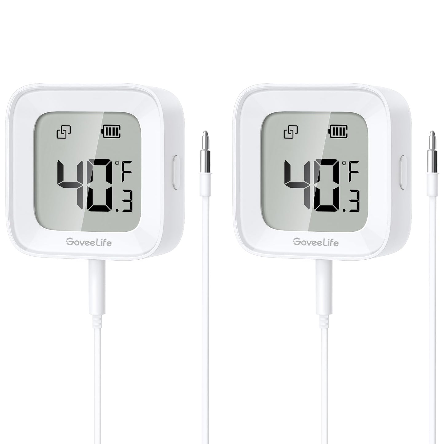 GoveeLife Freezer Thermometer Alarm 2 Pack, Smart Bluetooth Temperature Monitor Sensor for Refrigerator Hot Hub, 197 Ft Connecting Range APP Alert with Anti-False Freezer (WiFi Gateway Not Included)