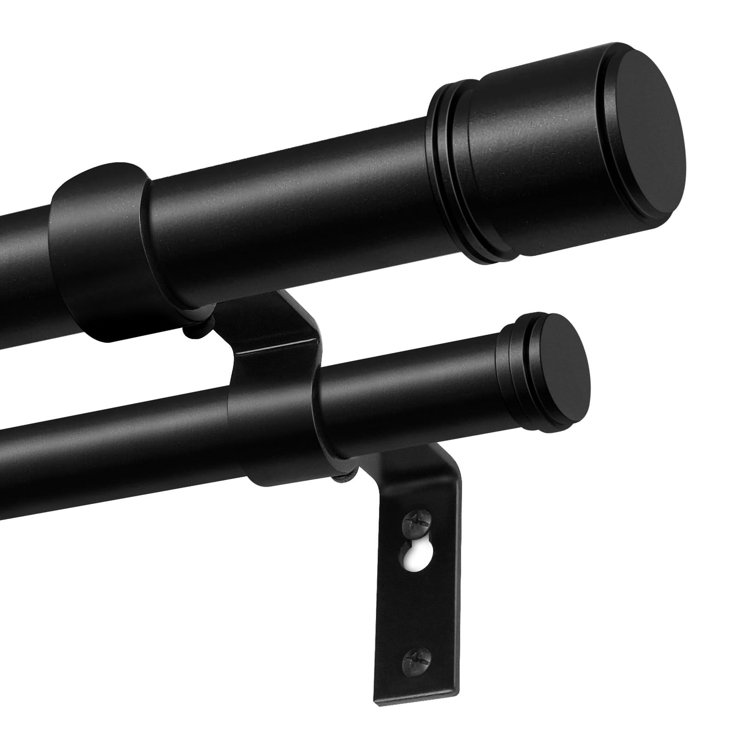 Double Curtain Rod 72 to 144 Inch, HOTOZON 1 Inch Heavy Duty Double Curtain Rods for Windows 60 to 140 Inches(5-11.6 ft), Telescoping Drapery Rod with Simple End Finials, Black