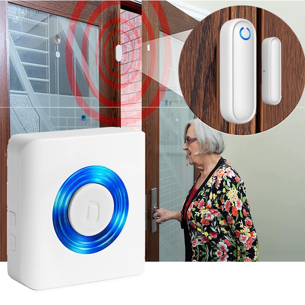 YisTech Caregiver Pager Door Alarms for Dementia Patients/Kids Safety/Home Security,Wireless Door Alarm Sensor for Elderly/Business/Home/Store (Three Sensor One Receiver)