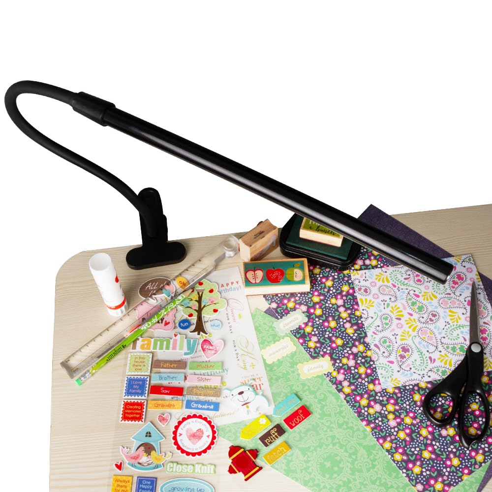 OttLite Clip-On LED Easel Lamp with ClearSun LED Technology - Sturdy Clip Light with On/Off Switch Cord - Adjustable & Flexible Neck for Precise Lighting, Piano, Computer Desks, Shelves & Tables