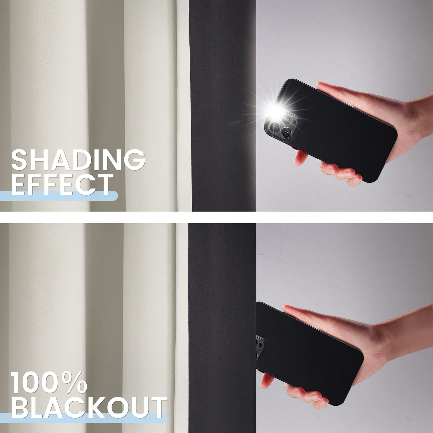 SimpleHome 100% Blackout Curtains for Bedroom,Thermal Insulated Cream Grommet Window Drapes Room Darkening Curtains for Living Room with Black Back,62 x 84 Inch,2 Panels