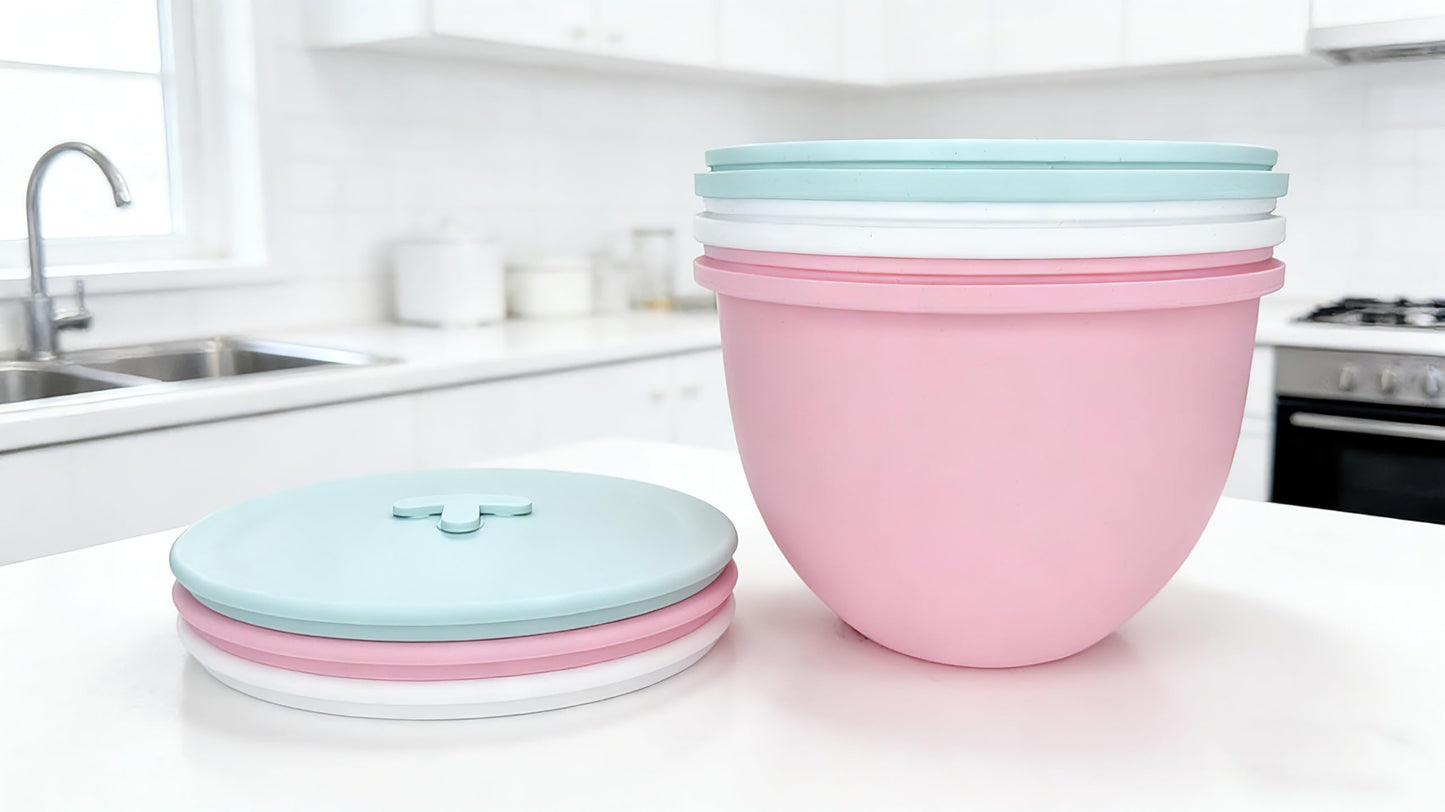 5 Qt silicone liners for kitchenaid stand mixer, Silicone Bowl Liners with Lids, Kitchen Aid Accessories and Attachments for Baking and Cooking (3pcs) thicken
