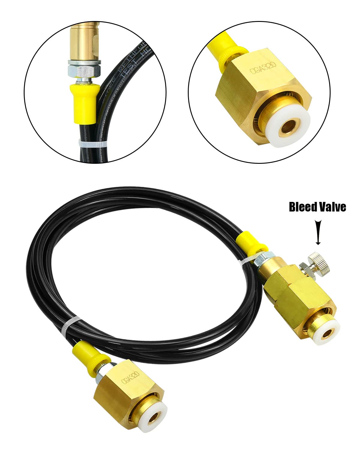 NTSUMI CO2 Tank Filling Station Charging Adapter with 60Inch Hose Fit for Filling Soda Machine CGA320 to CGA320 Threaded CO2 Tank
