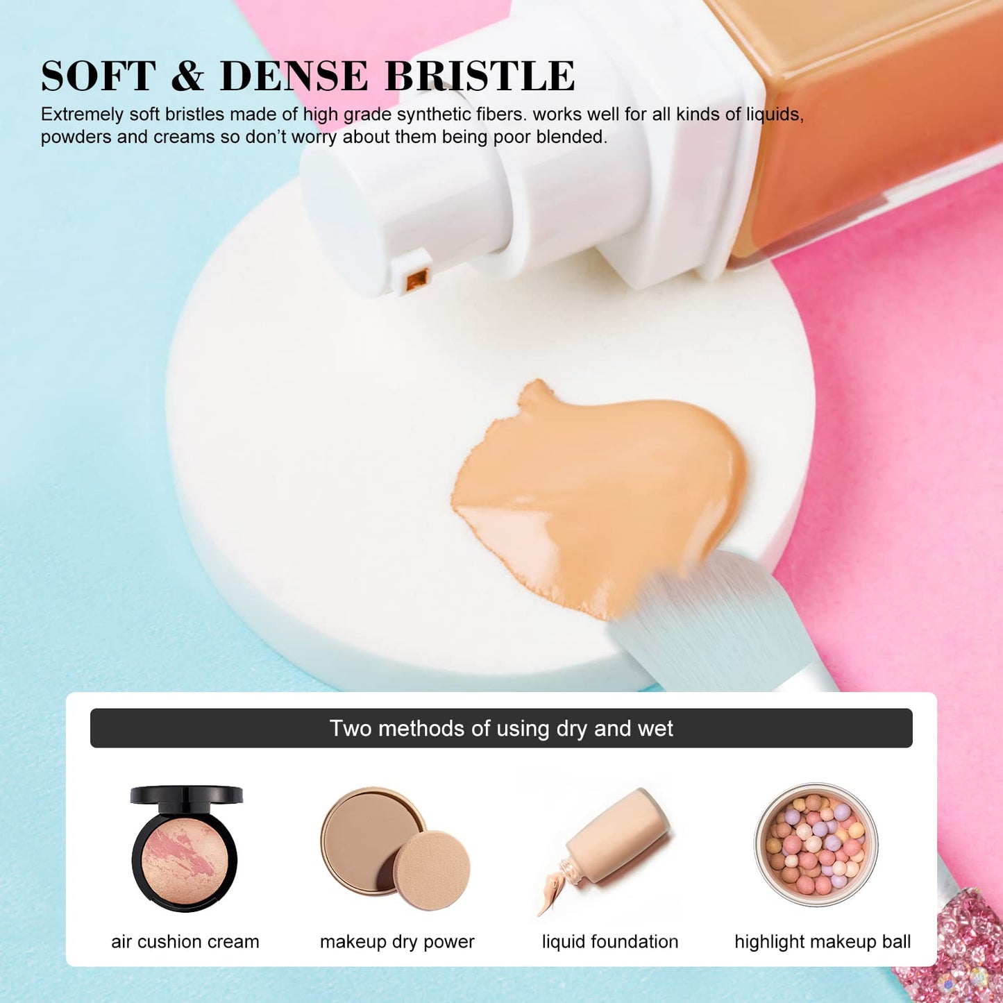 Makeup Brushes Bling Crystal Professional Face Cosmetics Blending Liquid Foundation Powder Concealer Eye Shadows Make Up Beauty Tool Glitter(12PCS) (Purely Handmade)(Pink)