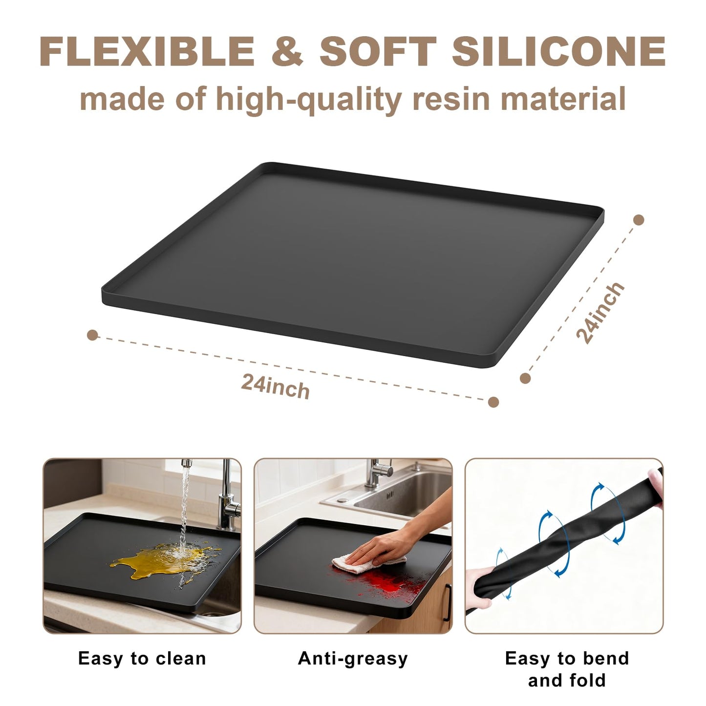 Mini Fridge Stand with Silicone Drip Tray Mat, Adjustable Height 9"-10.2" Washer Dryer Pedestal Stand with Stainless Steel Feet, Universal Appliance Base for Mini Fridge, Washing Machine, Dorm Room