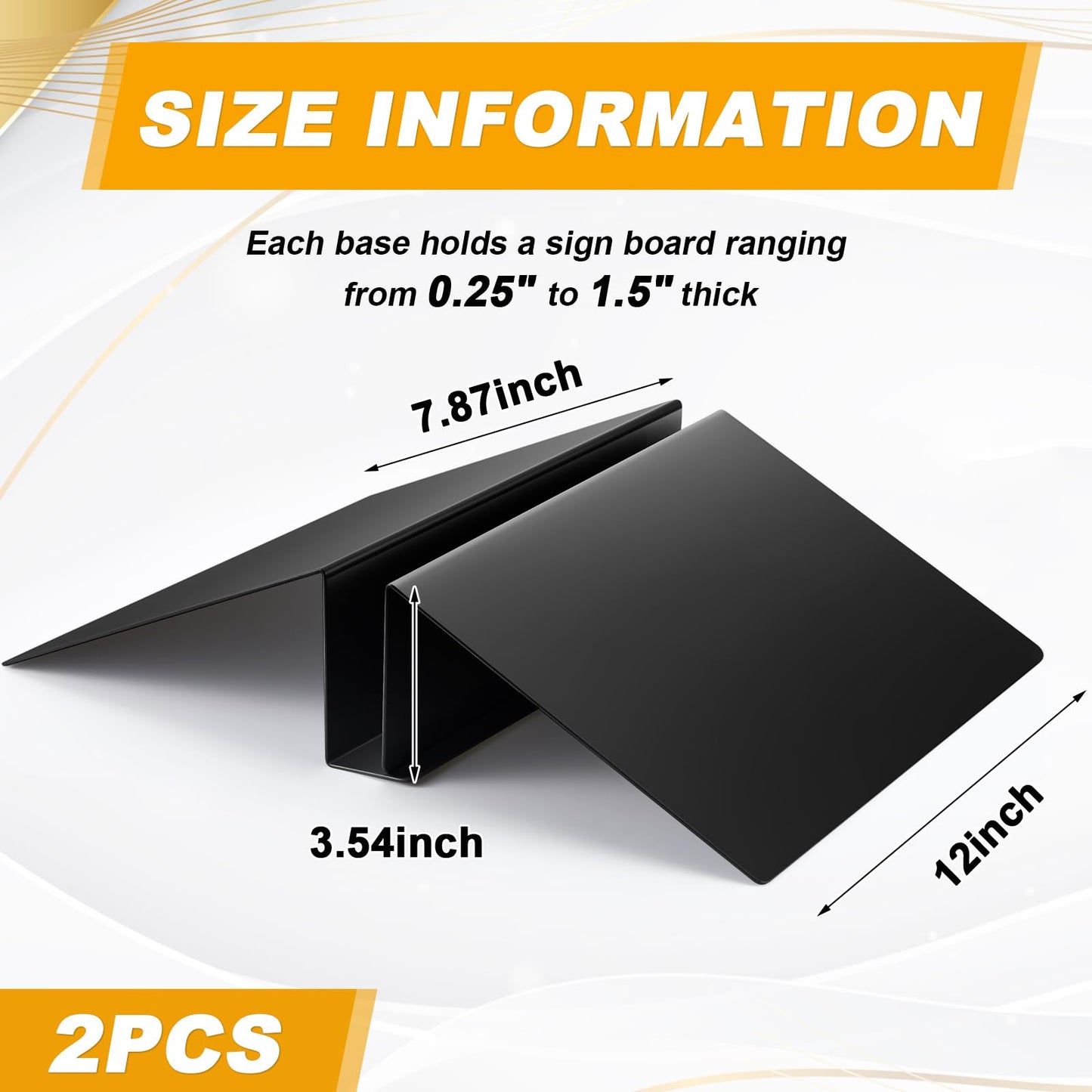 Blulu 2 Pcs Metal Floor Sign Stand Holder Fits 12" Wide Sign Board up to 72" Tall Graphic Floor Standing Display Stand for Composite Foam Board, Black, Acrylic Glass, Base Only