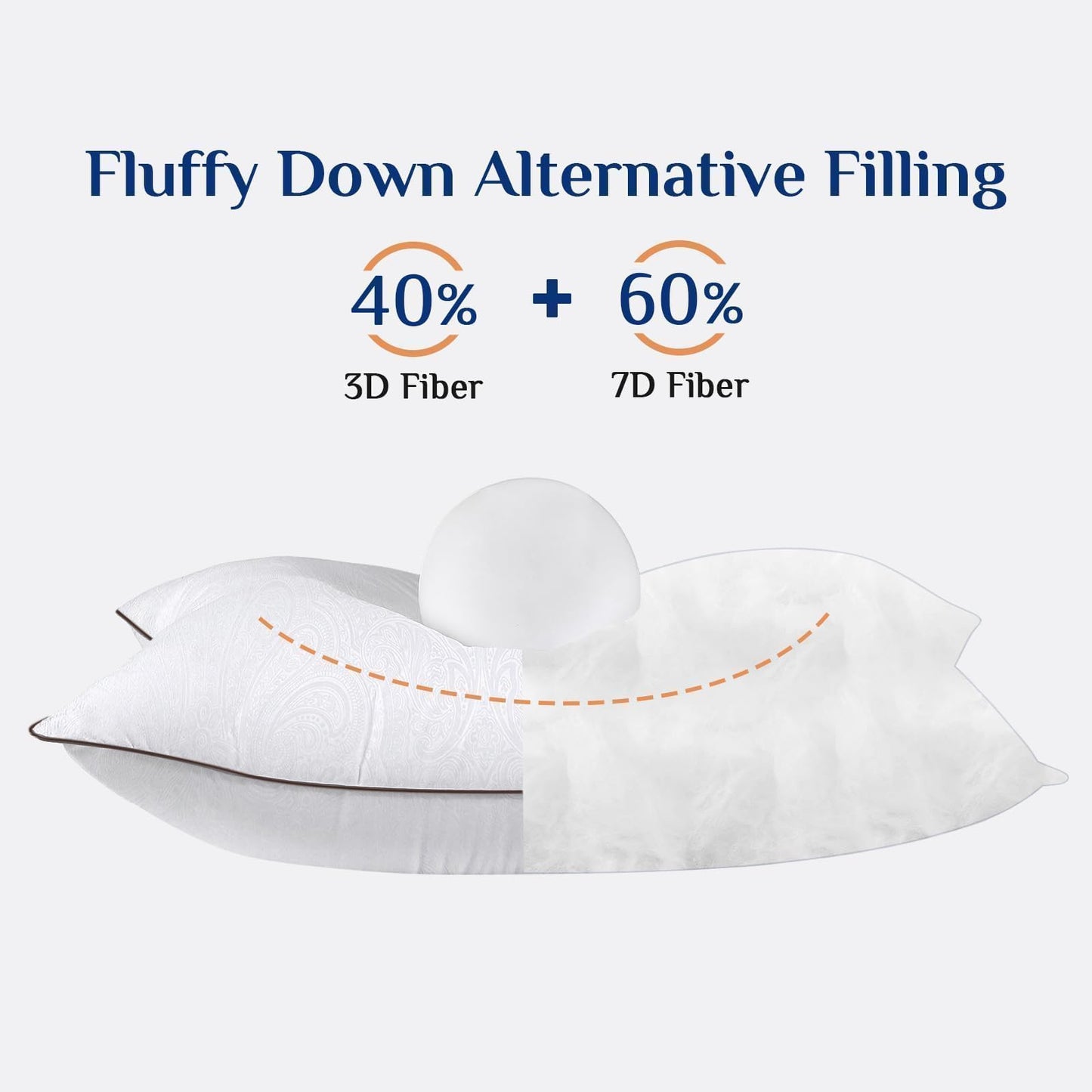 JOLLYVOGUE Pillows Queen Size Set of 4 for Sleeping, Soft and Supportive Bed Pillow with Down Alternative Filling for Side and Back Sleepers, Hotel Collection