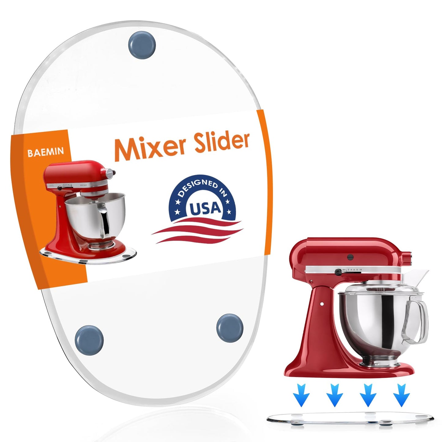 Baemin Thickened Acrylic Mixer Slider (Compatible with KitchenAid Mixer) (Slider for 5-8QT Stand Mixer) (Mixers Accessories) Sturdy Heavy-Duty Mixer Slider, Clear