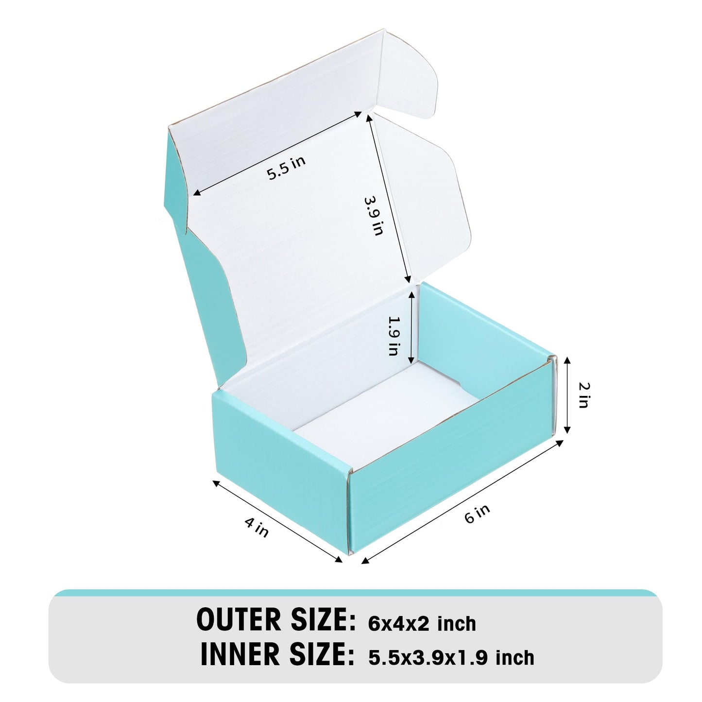 FARRAY 50 Pack of 6x4x2 Inches Small Shipping Boxes, Durable Corrugated Cardboard Boxes for Shipping, Gift, Mailing and Packaging, Teal