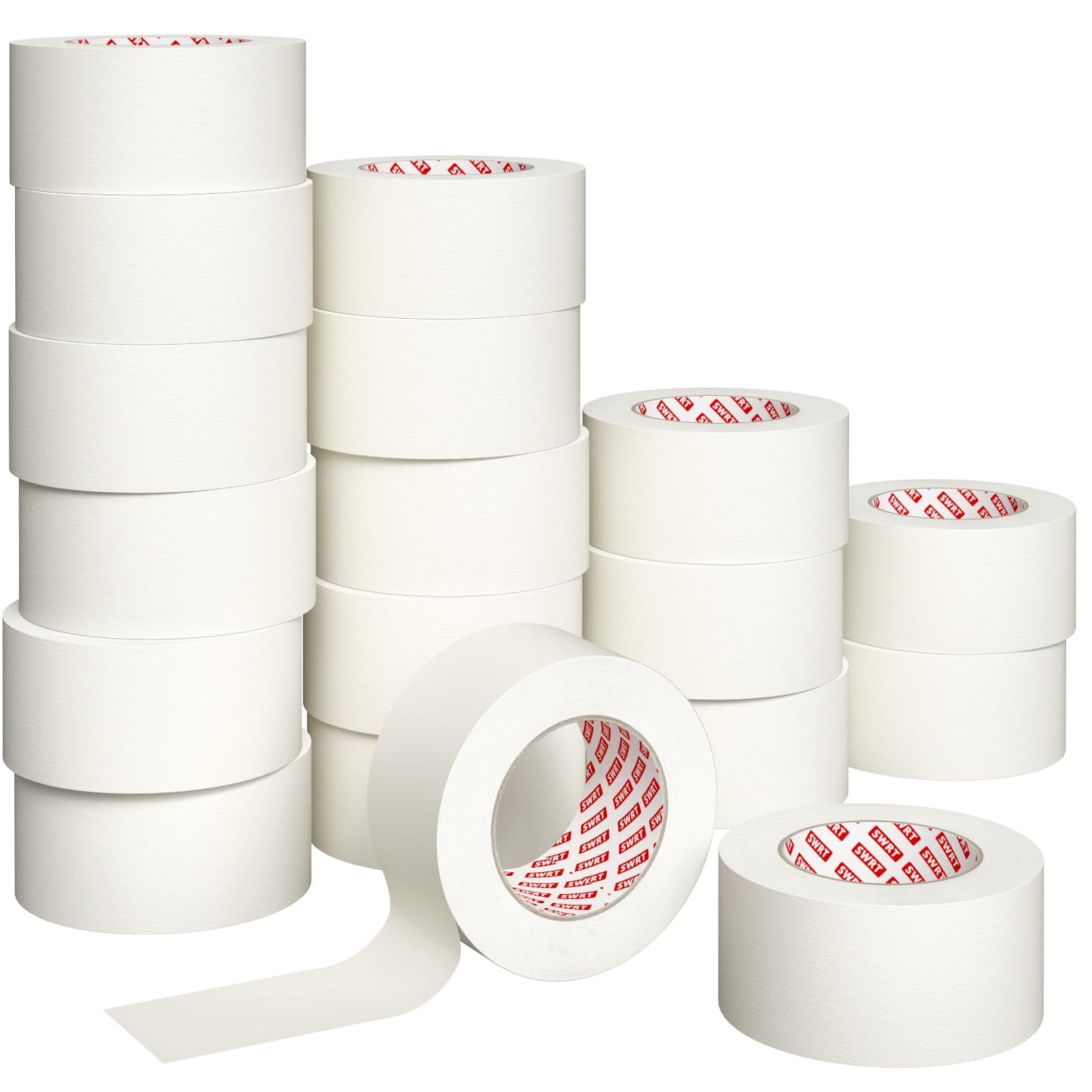SWRT Masking Tape 2 Inch Wide x 55 Yards, 18 Rolls (990 Total Yards), White Painters Tape for Painting, Labeling & Packaging, Automotive Masking Tape Bulk, Clean Removal, Multi-Surface Adhesion