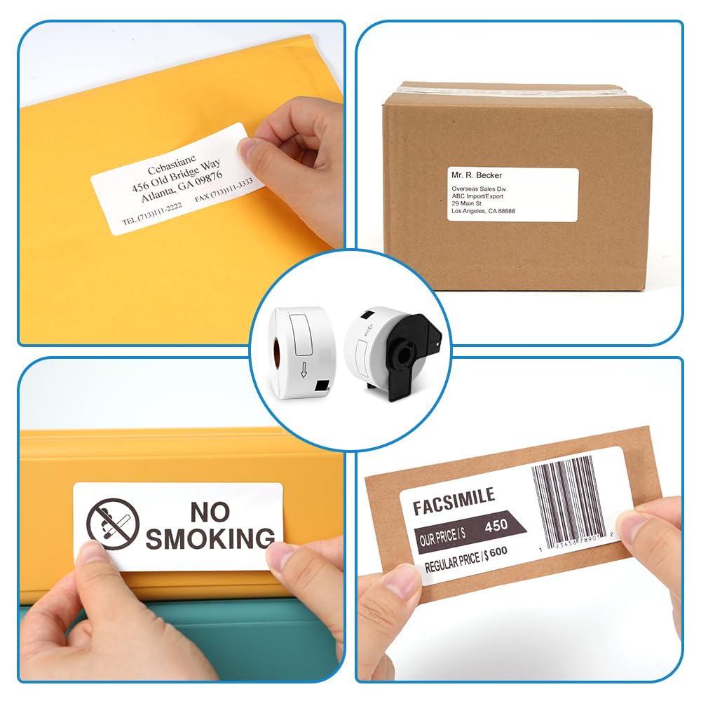 Replace for Brother DK-1208 Die-Cut Large Address Paper Labels, 1.4 in x 3.5 in, 400 per Roll/ 4000 Labels for QL-800 ql-820nwb Printer, 10 Rolls + 1 Frame