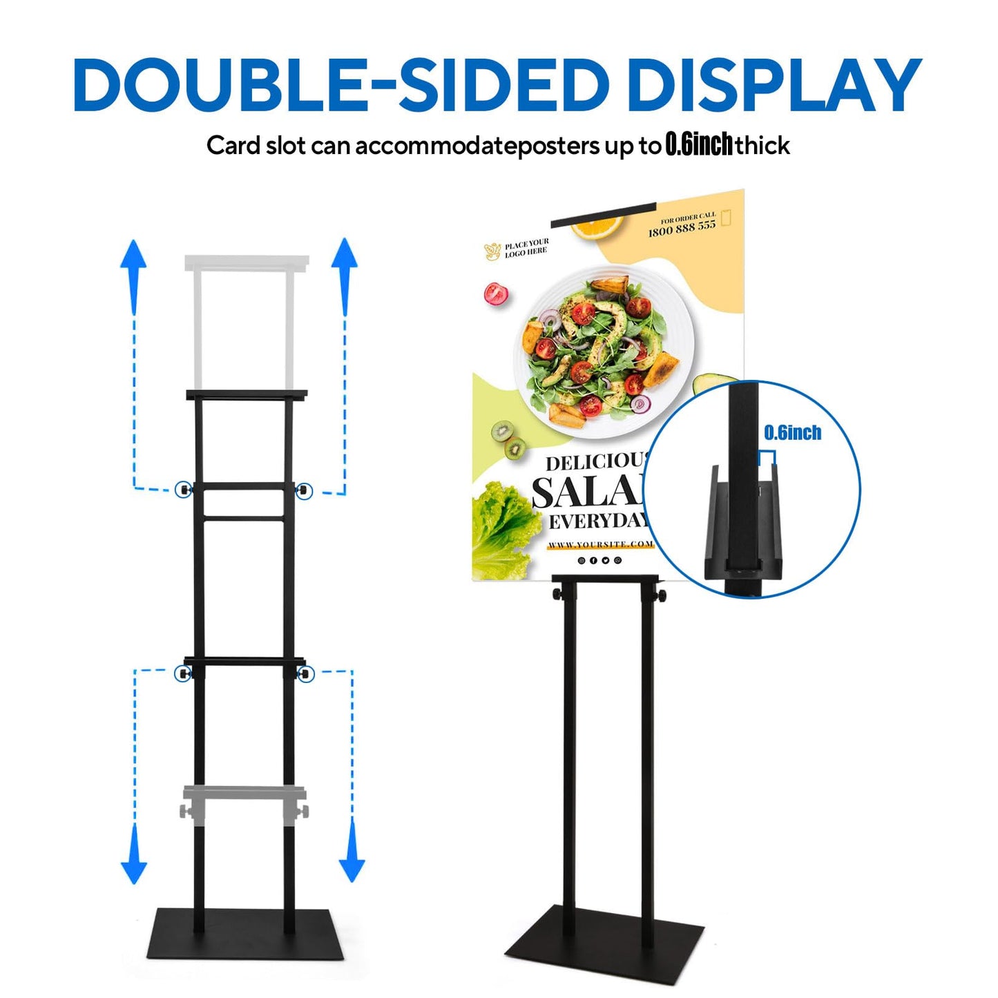 Floor Poster Board Stand, Double-Sided for Board & Foam Sign, Adjustable Metal Sign Holder, Height Up to 82Inches Poster Stand for Display Pedestal Sign Stand (1 Pack Poster Stand)