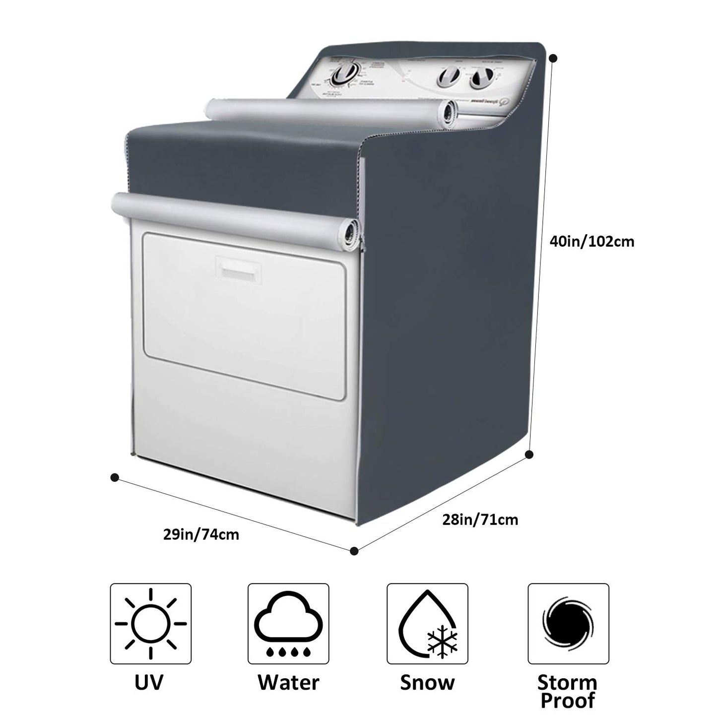 Mr. You Washing Machine Cover for Top-Load Washers – Heavy Duty Outdoor Protection for Most Washers and Dryers, W29” x D28” x H40” (Black,2 Pack)
