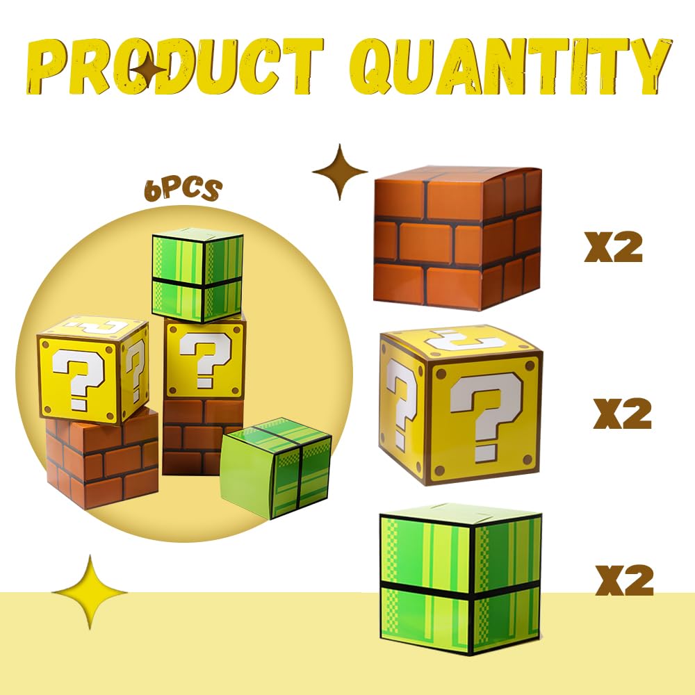 SUYEPER 6PCS Big Party Boxes For Birthday Party Question Brick Pipe Box For Party Game Party Favor Props Boxes (11.8 x 11.8 Inch)