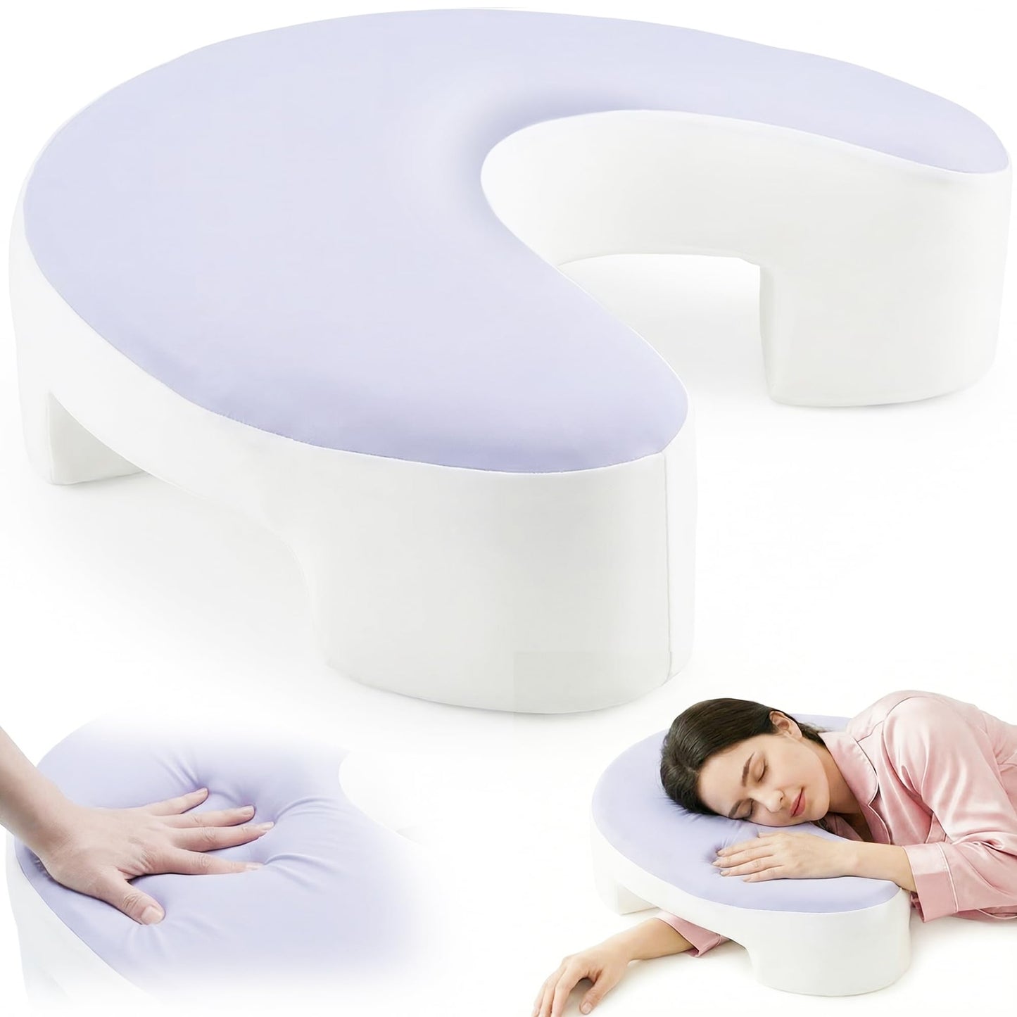 TJK Health Shoulder Pillow for Side Sleepers with Arm Holes - Side Sleeper Pillow with Tunnels for Adults Support Neck Rotator Cuff Pain Relief - Ergonomic Memory Foam Side Sleep Under Pillows