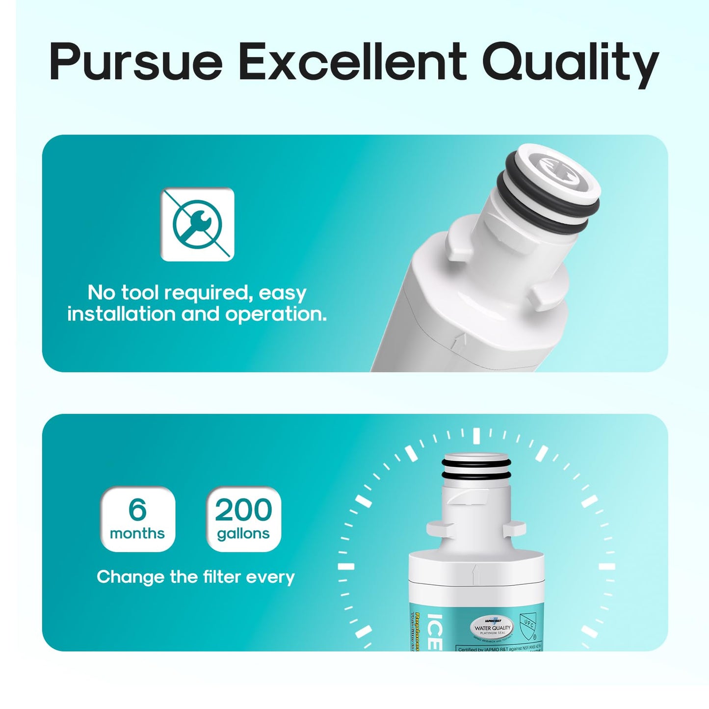 ICEPURE PRO ADQ74793501 NSF/ANSI 401 Certified Replacement LT1000P Kenmore Elite 46 9980, ADQ747935 LT1000PC LT1000 ADQ74793502 LMXS28626S LFXS26973S Refrigerator Water Filter, 3 PACK