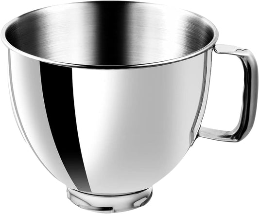 5 Quart Stainless Steel Mixer Bowl Compatible with KitchenAid 4.5 & 5 QT Tilt-Head Stand Mixers, Durable KitchenAid Replacement Bowl, Mixer Accessories for Baking & Cooking