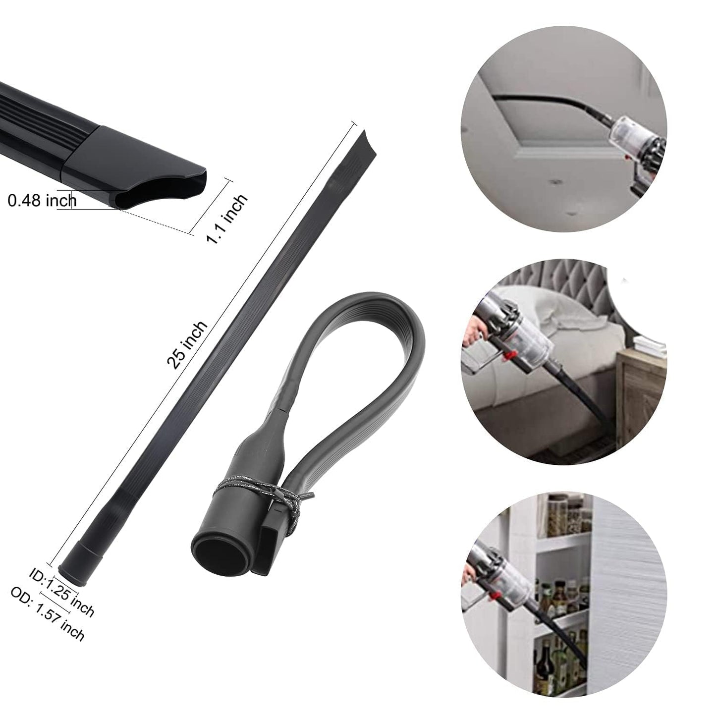 9 Pcs Universal Vacuum Attachments for Shop Vac Accessories with 2 1/2" to 1 1/4" & 1 7/8" to 1" Adapter for Shop Vac, 1 1/4" Brush Attachment Flexible Crevice Tool for Home and Car Interiors Cleaning