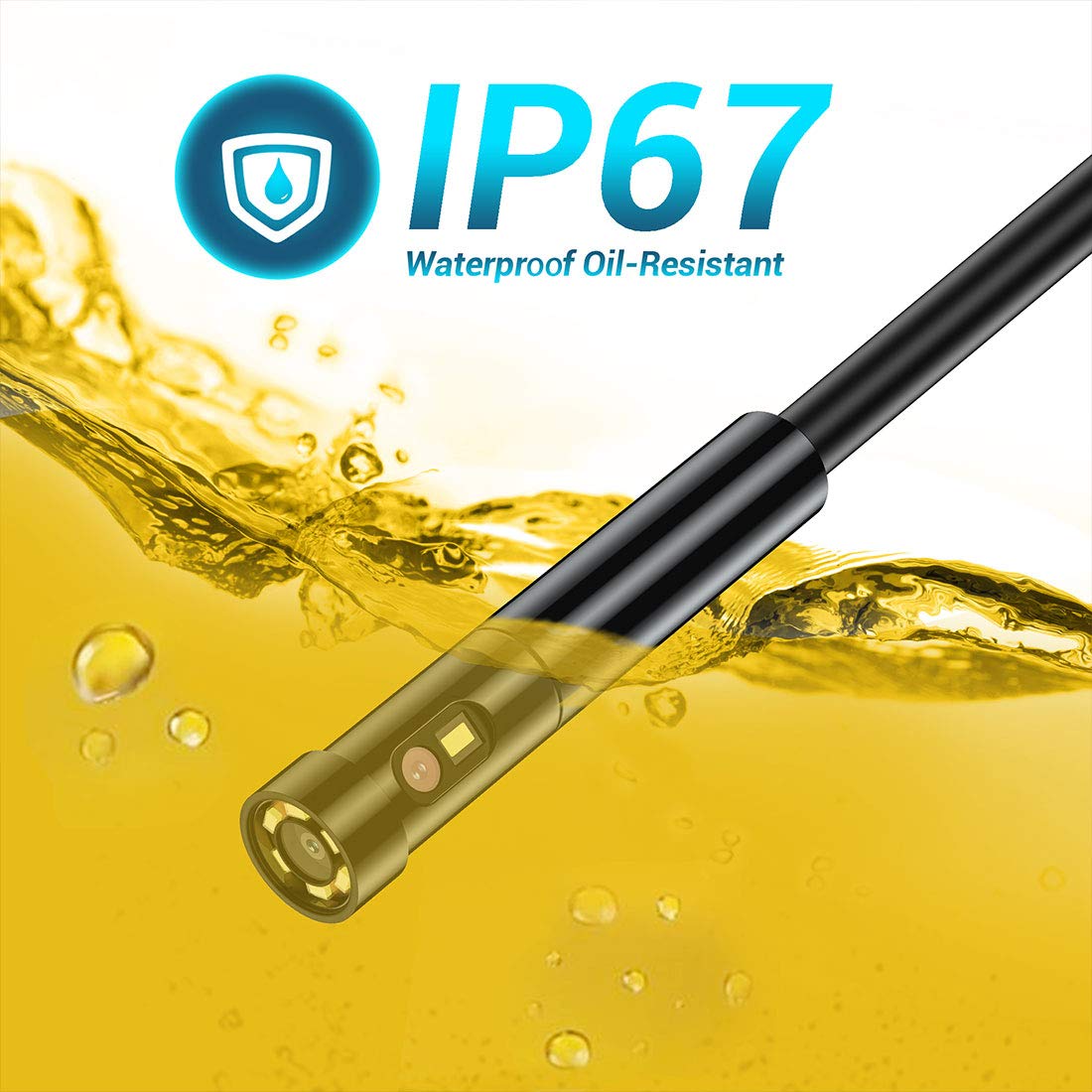 0.197inch Dual Lens Wireless Endoscope Camera, NIDAGE 5.0mm Ultra-Slim Automotive Inspection Camera with 7 LEDs, 1080P Dual Lens Borescope Waterproof for Android & iOS Smartphone Tablet(5FT)