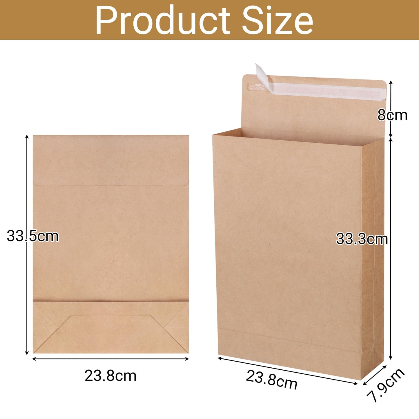 zmybcpack 50 Pack 9.4" x 13.2" Expandable Catalog Envelopes, Large Kraft Document Envelopes Self Seal Manilla Envelopes Mailing for Documents, Magazines, Photos
