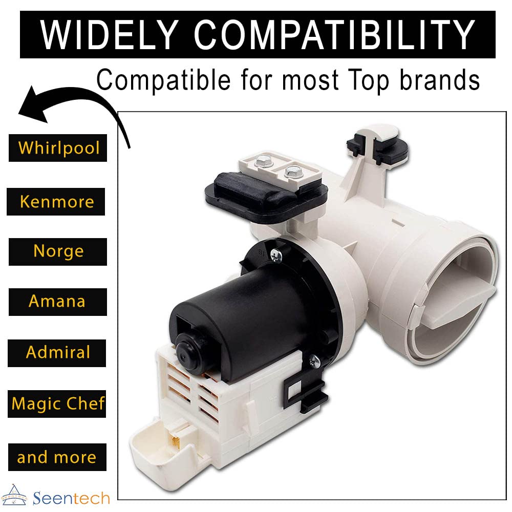 2026 UPGRADED W10130913 W10730972 Washer Drain Pump Compatible with Whirlpool Kenmore Washer - Replaces 8540024 W10117829 W10183434 AP4308966 PS1960402 WPW10730972V