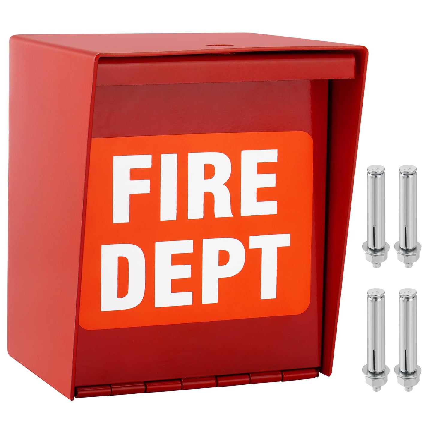 TRUCFUSION Fire Department Box With Lock Hole Red Heavy Duty Steel