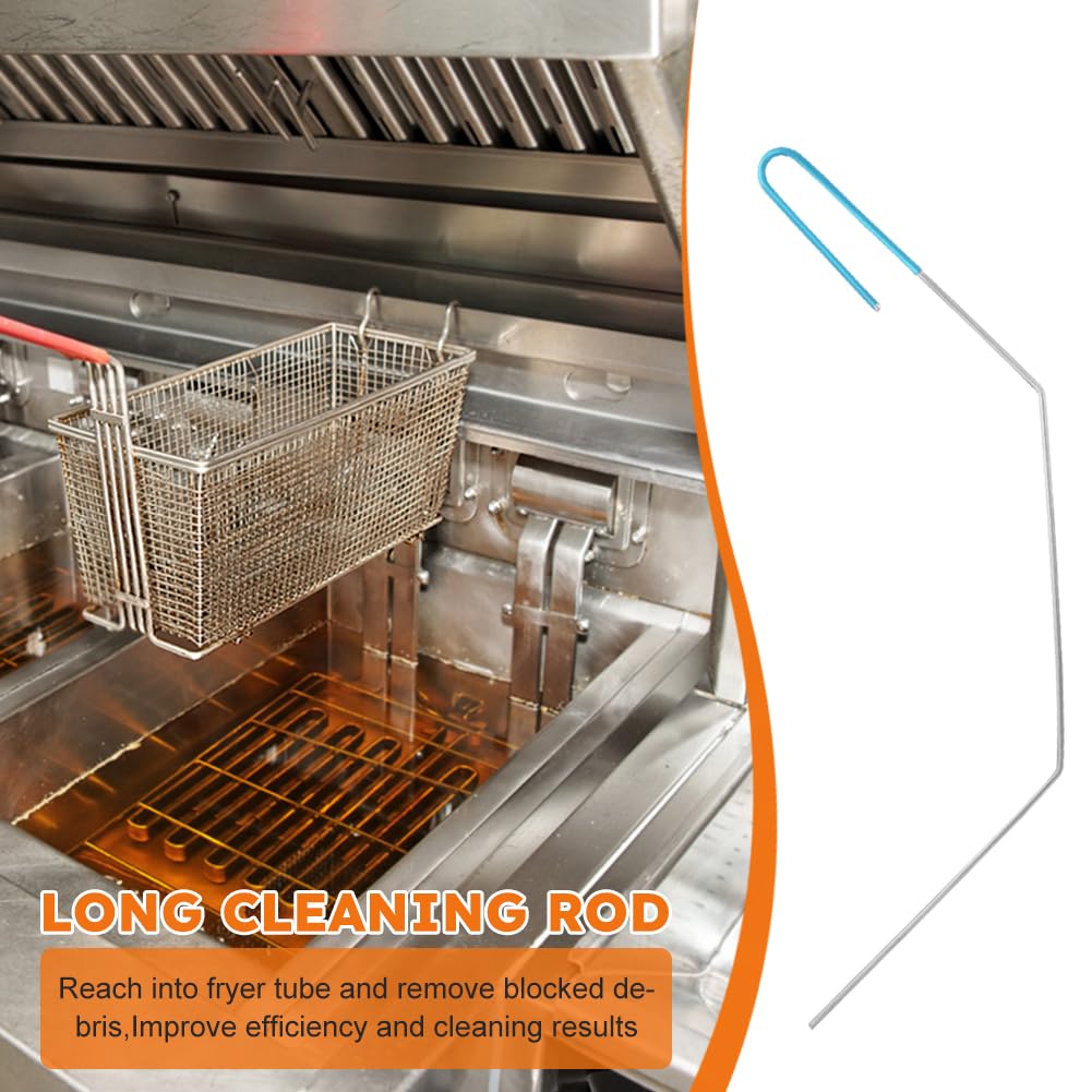 3 pcs Stainless Steel Fryer Cleaning Tools, Including L-Shaped Fryer Cleaning Brush Kitchen Fryer Cleanout Rod Long Handle Deep Fryer Basket Cleaning Brush Kitchen Restaurant Accessories