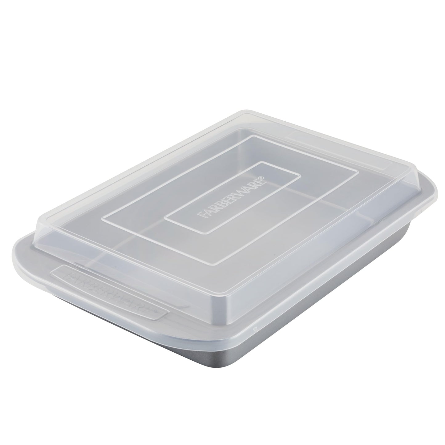 Farberware Nonstick Bakeware Rectangular Cake Pan with Lid, Cake Pans For Baking, 9-Inch x 13-Inch, Gray