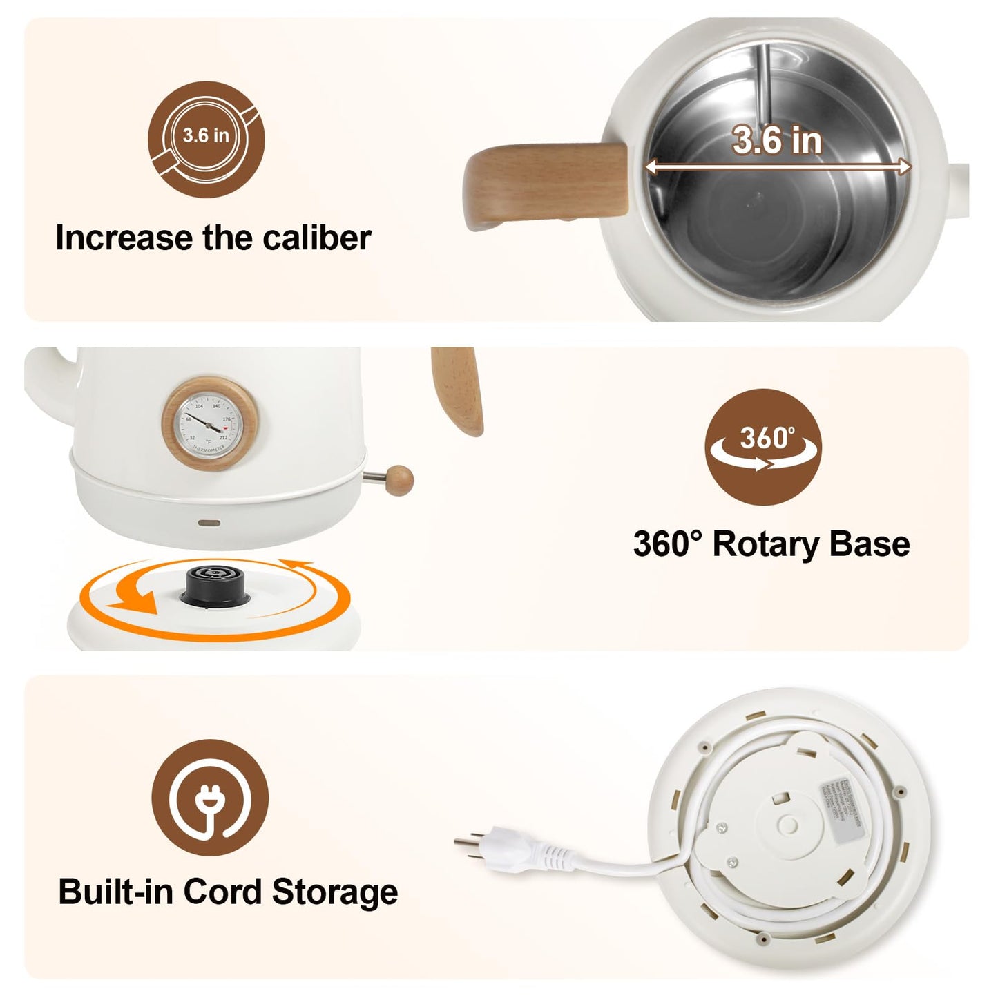 1.2L Electric Gooseneck Kettle with thermometer, Tea Kettle for Boiling Water, Gooseneck Electric Kettle for Coffee & Tea