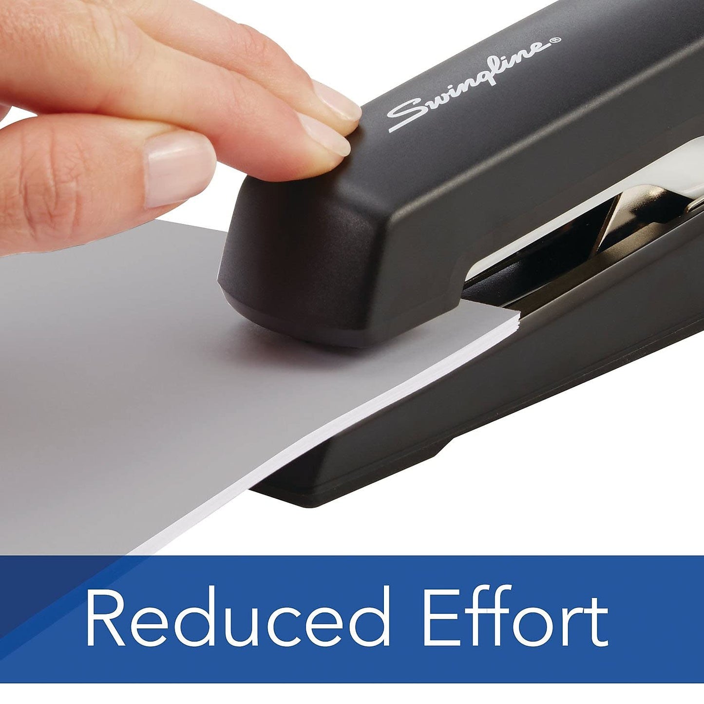 Swingline Stapler, Omnipress 60 Stapler, Press Anywhere for Easier Use, 60 Sheet Capacity, Black/Gray (5000590A)