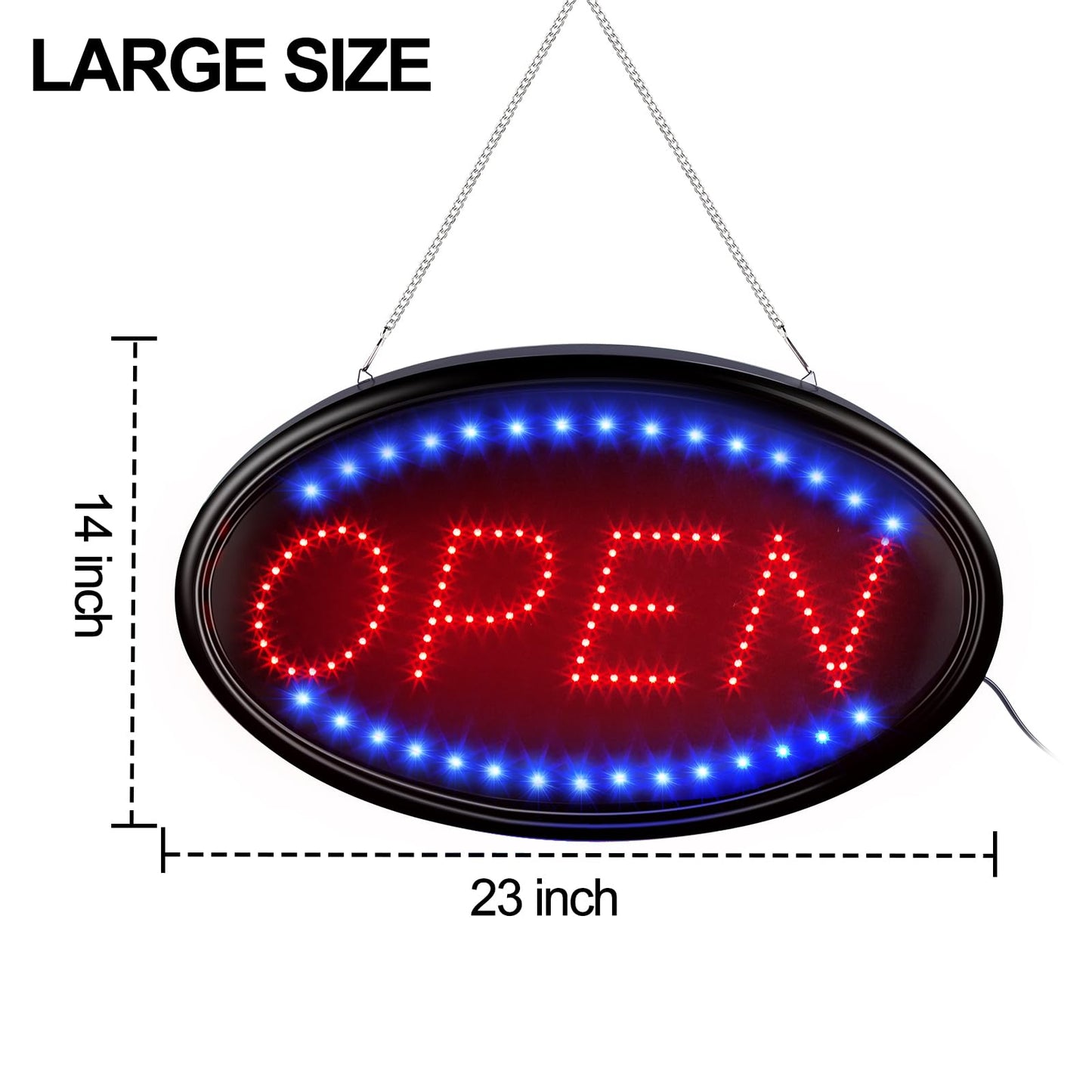 LED Open Sign, FITNATE Large 23x14 inch Business Open Sign with Remote Electric Display Light,2 Modes Flashing & Steady Lights for Business, Shop, Bar, Hotel