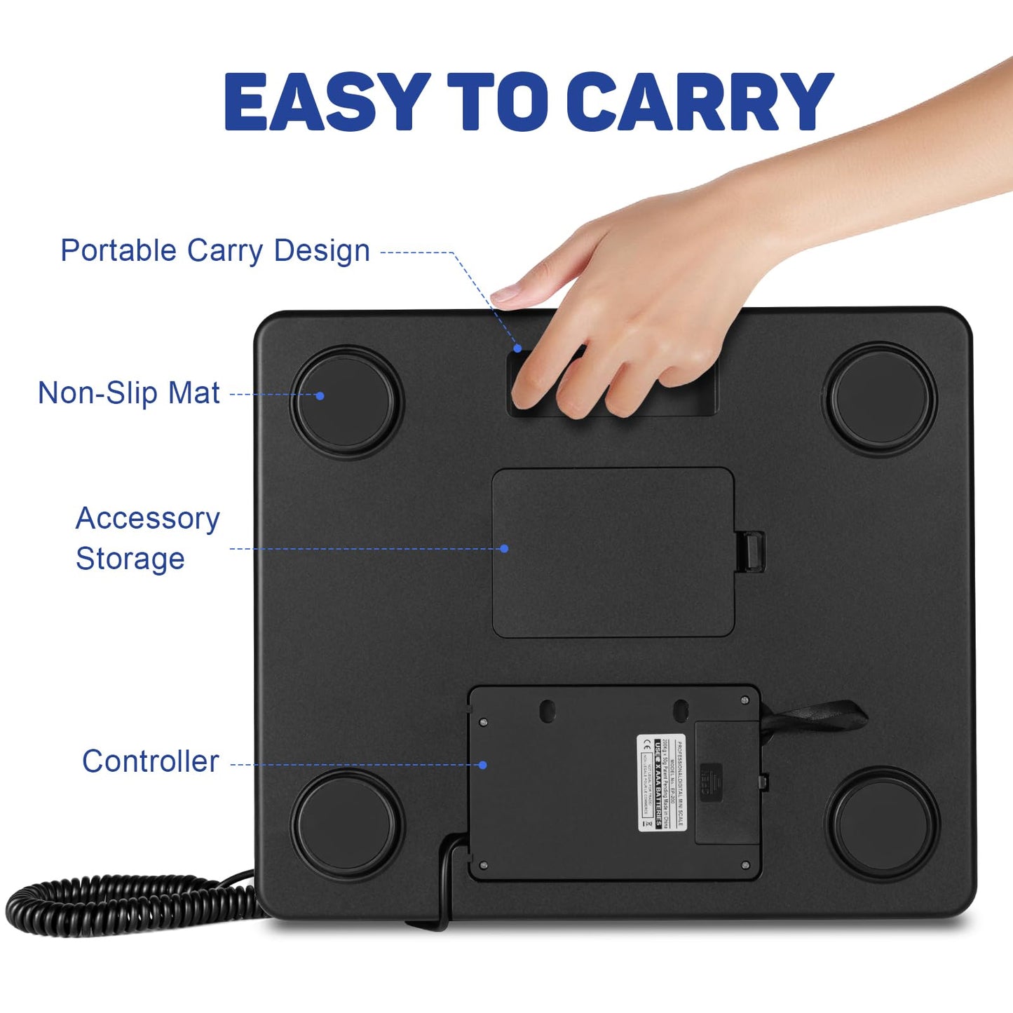 Fuzion Shipping Scale 440lb x 10g Accuracy, Postal Scale with Hold/Tare, Digital Shipping Scale for Packages Small Business, Luggage, Battery & AC Adapter