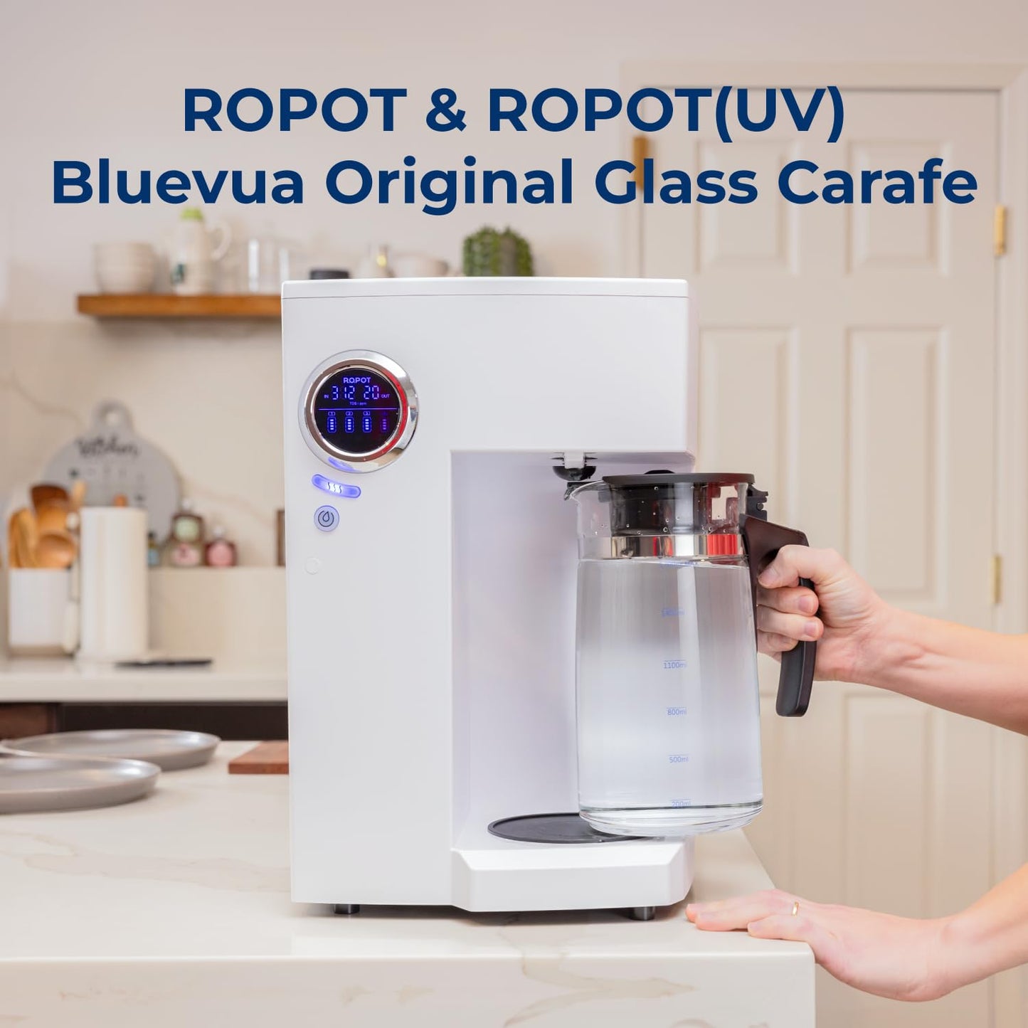 Bluevua Reverse Osmosis Water Filter Replacement Carafes, Replacement Jar for Ropot100 Countertop Water Purifier-1700ML