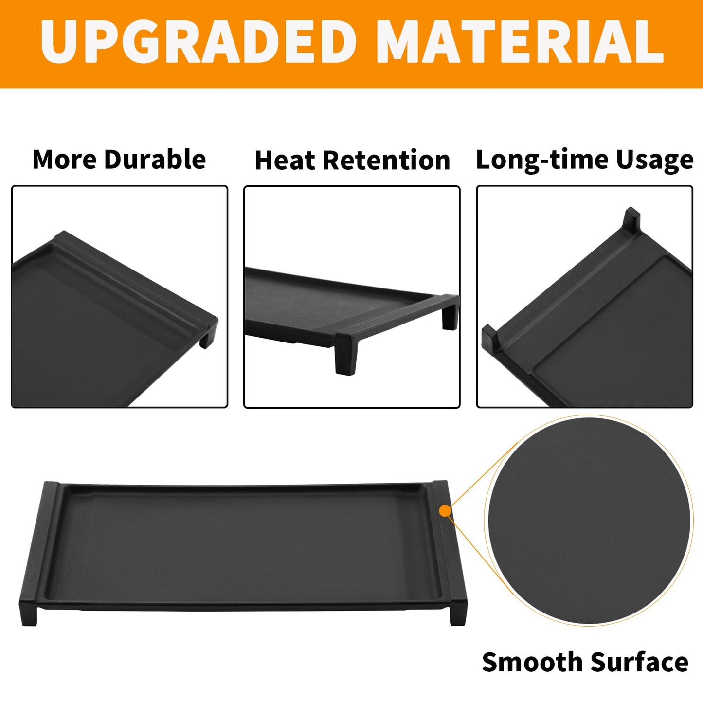 Upgraded WB31X24738 Griddle Replacement Parts for GE Stove Parts WB31X49806 Cast Iron Center Griddle Plate WB31X24998 19.5" x 9" General Electric Gas Range Burner Griddle GE Cooktop Flat Top Pan