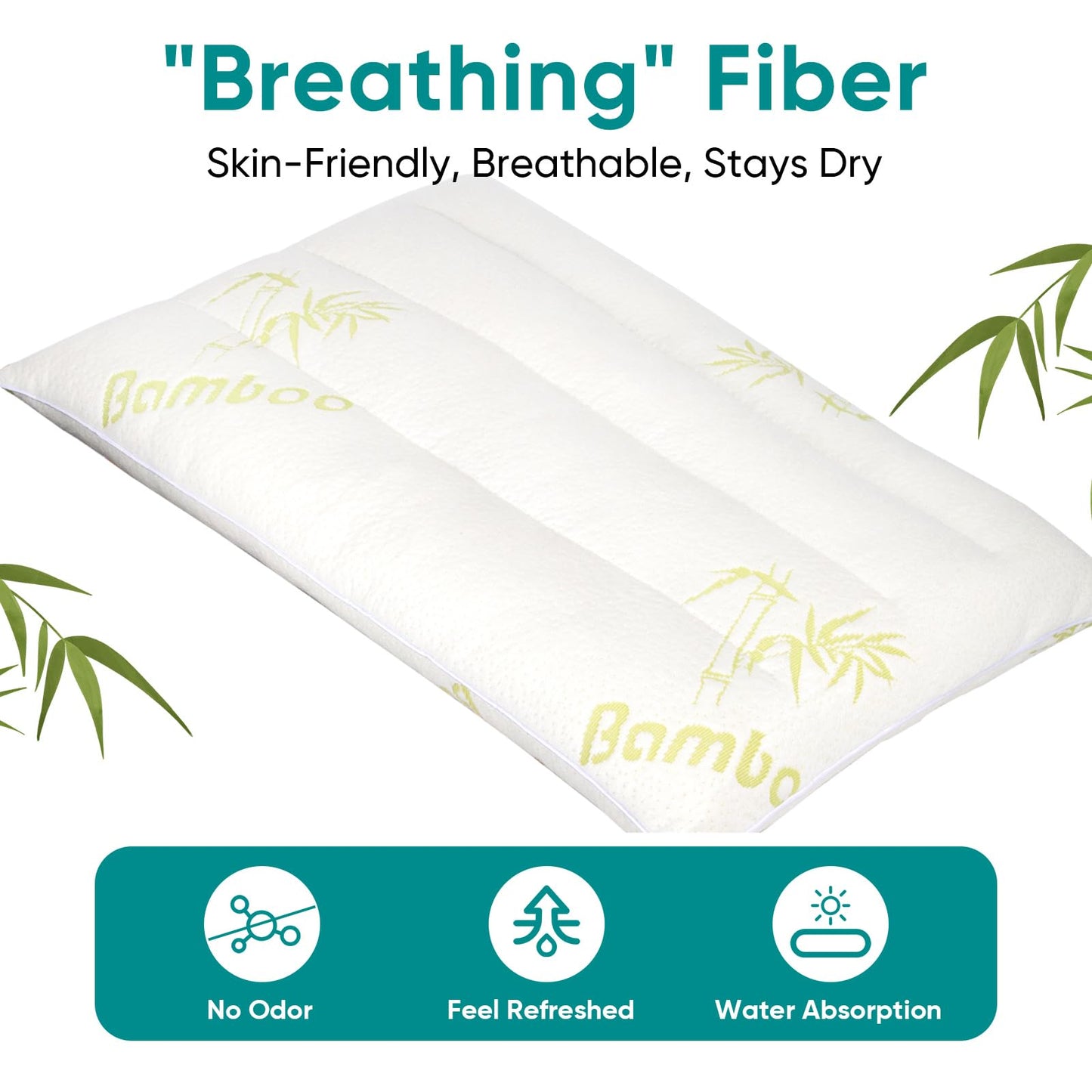 MINUPWELL Ultra Thin Pillows, Flat Pillows for Sleeping Thin, 7D High Support 2.5 inch Height Slim Bed Pillows for Stomach Sleeper, Standard Size -18x26 in - Rayon Derived from Bamboo