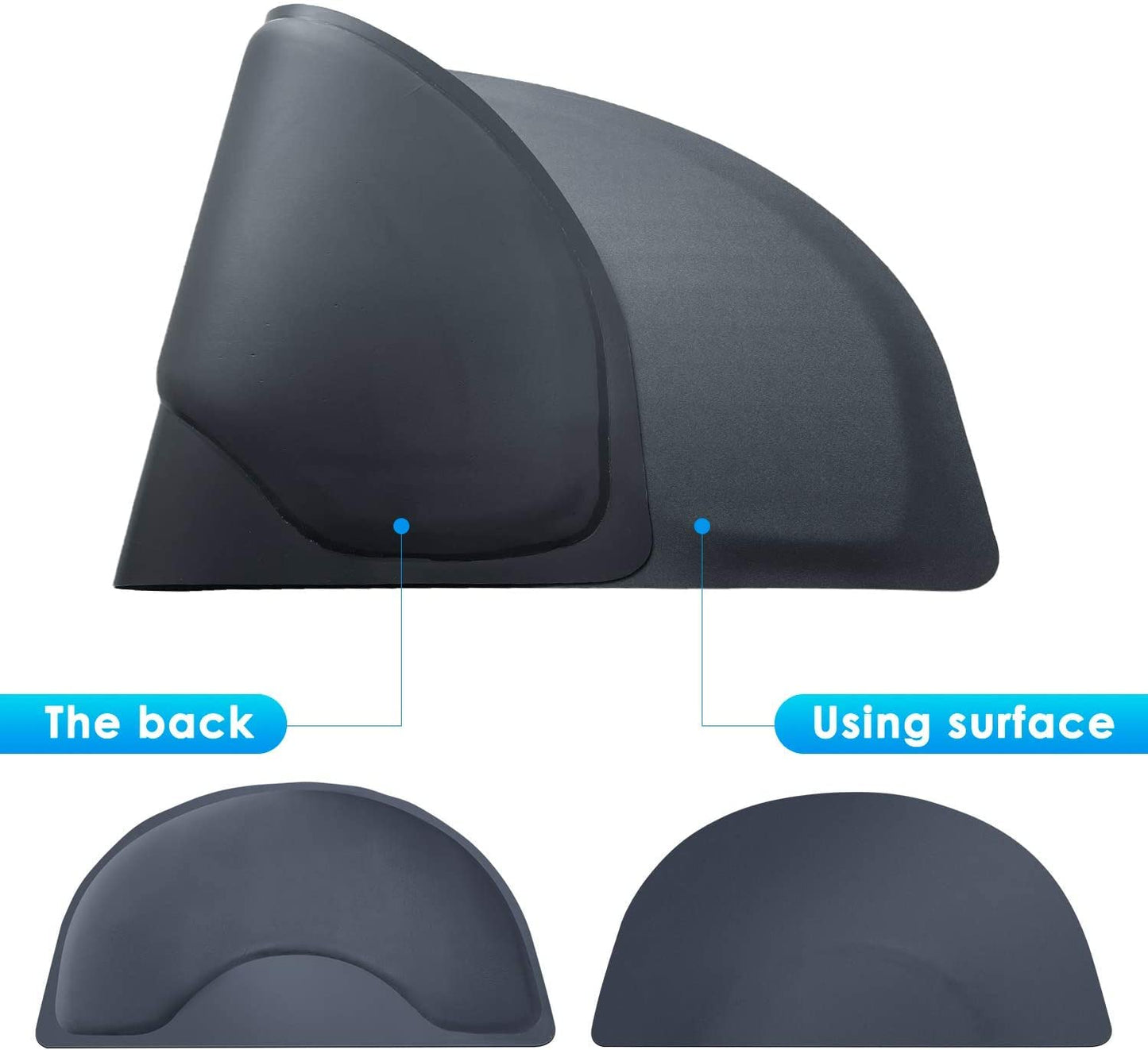 Barber Shop Salon Floor Chair Mat - Black Semi Circle Hair Stylist Station Anti Fatigue Mats - 3x4 - 1/2" Thick