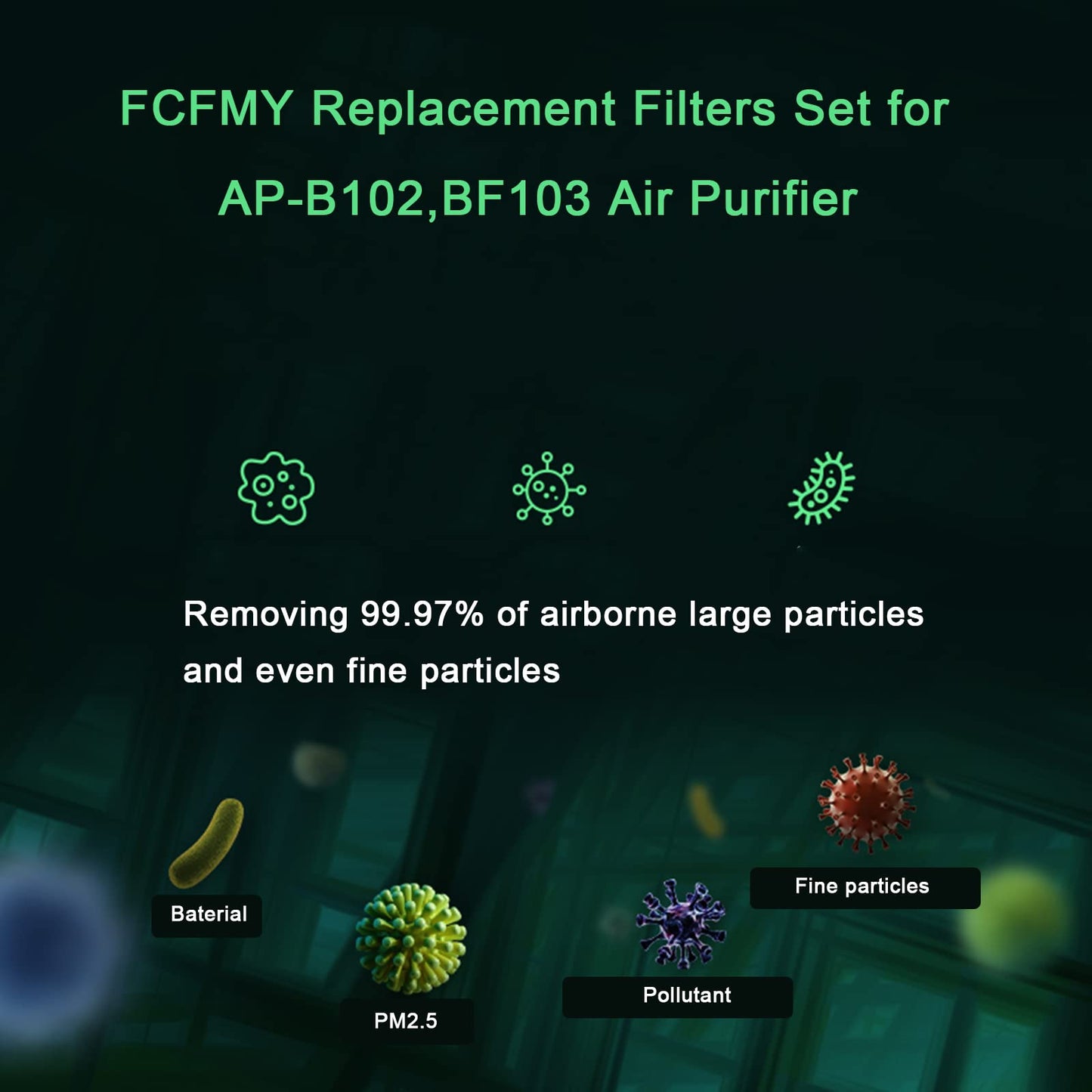 FCFMY 2 Packs Alexapure Breeze Filter Replacement Set Compatible with AP-B102, 3049 Air Cleaner Purifier, 2 H13 Ture HEPA Filters and 2 Activated Carbon Filters