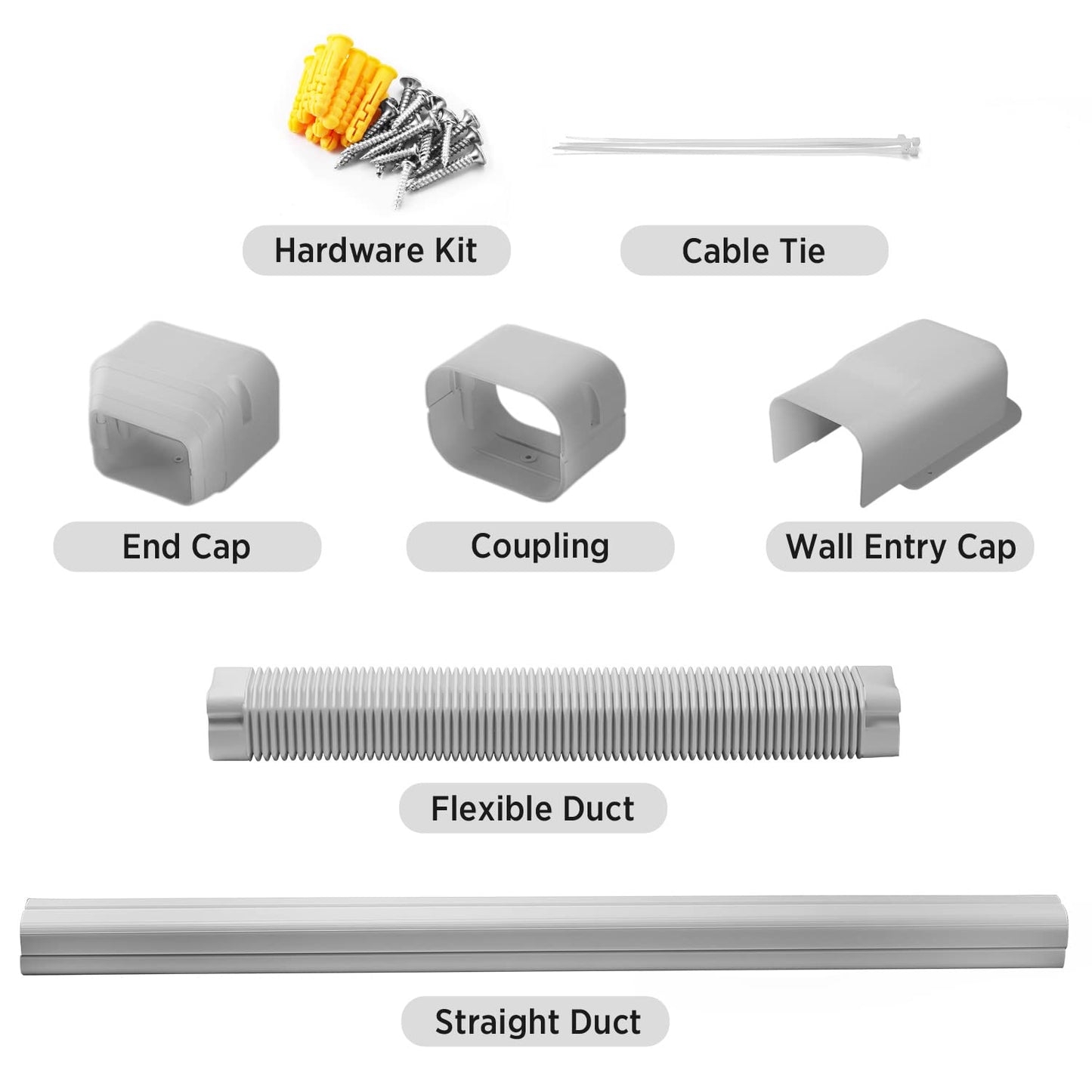 TURBRO 4’’ W × 7.5’ L Decorative PVC Line Cover Kit for Mini Split and Central Air Conditioners, AC Heat Pumps Systems