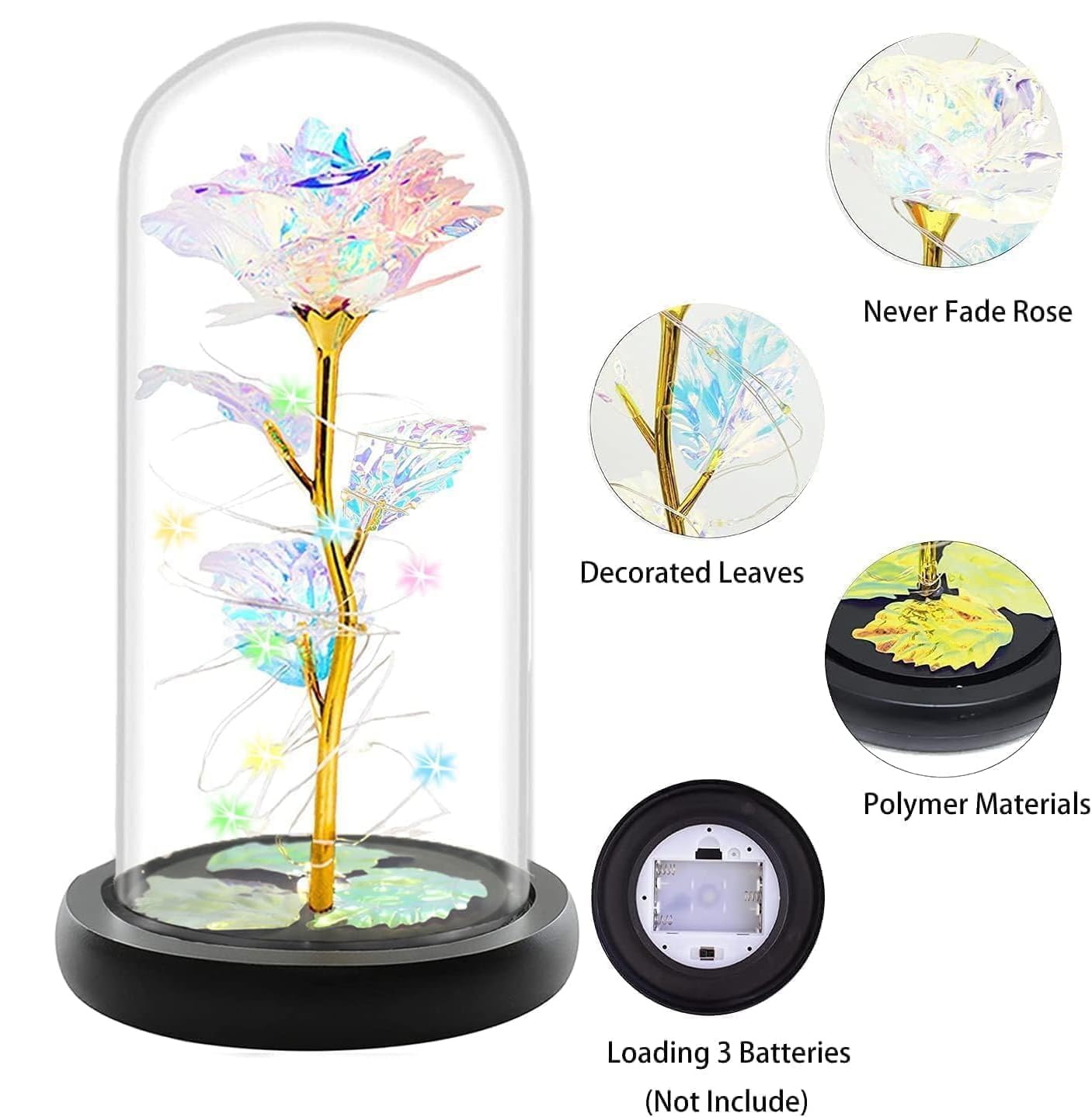 Fvawe Mothers Day Rose Gifts for Mom, Birthday Gifts for Women Moms, Galaxy Crystal Light Up Rose in A Glass Dome, Mothers Day Flowers Presents Girlfriend Wife Sister Grandma Mother Mom from Daughter