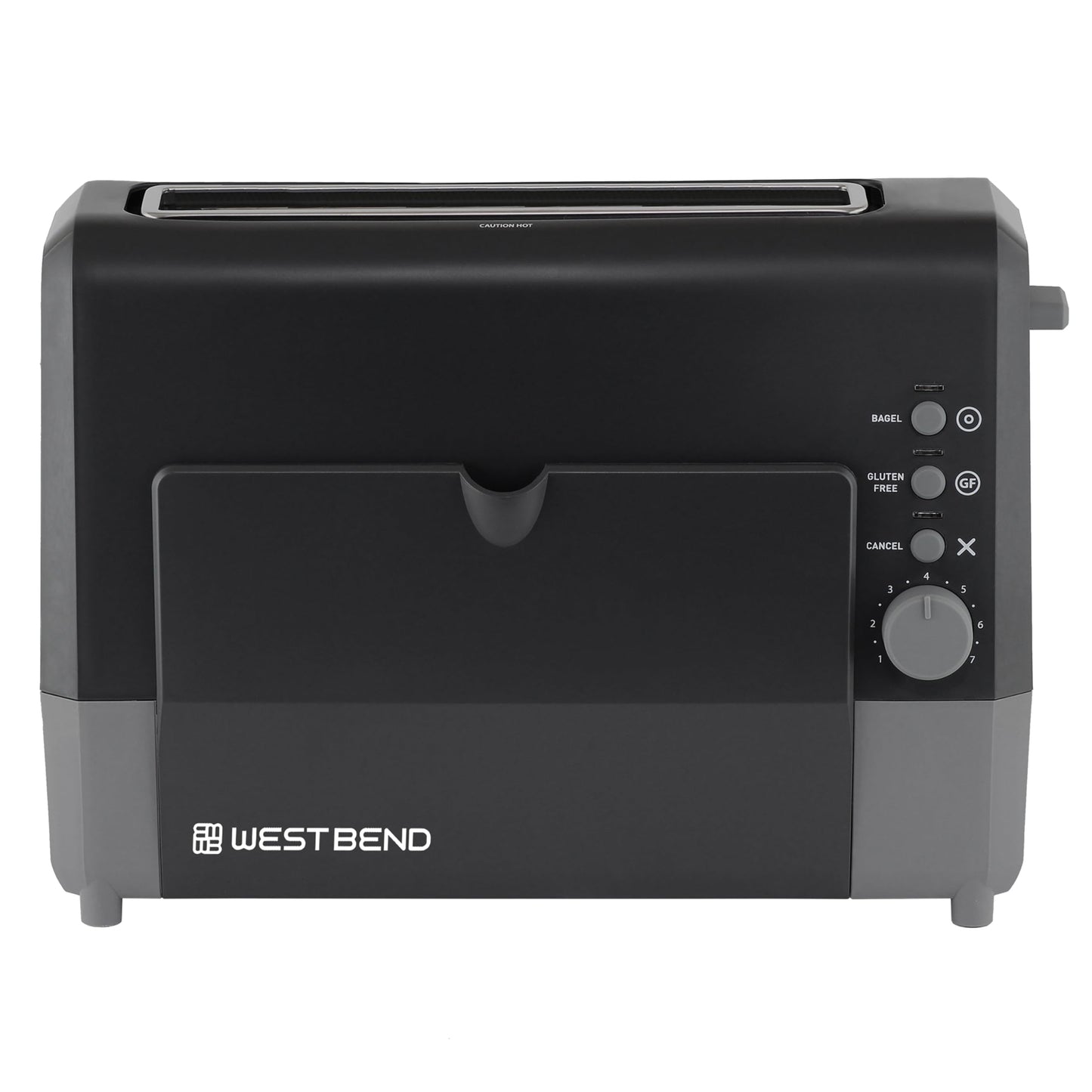 West Bend QuikServe Toaster, 2-Slice Wide-Slot Slide-Through Bread Toaster with Bagel and Gluten-Free Settings and Cool-Touch Exterior Fast Toasting, Includes Removable Serving Tray, 1400-Watts, Black