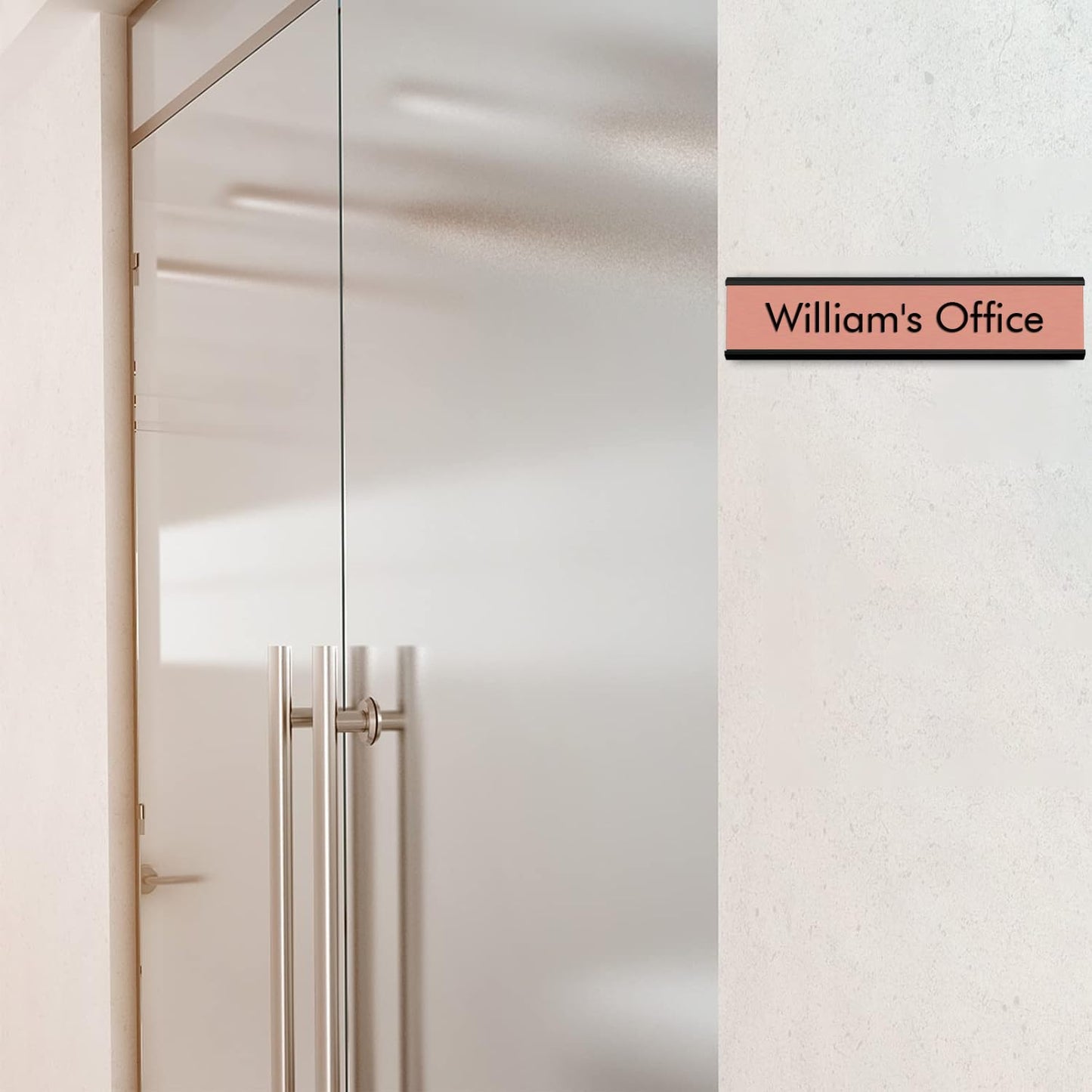 10 Pack 2” x 10” Aluminum Name Plate Holders for Door or Wall, Office Wall Mount Name Plate Holder with Textured Design and Double Sided Tape, for Office, Business, Meeting Room (Black)