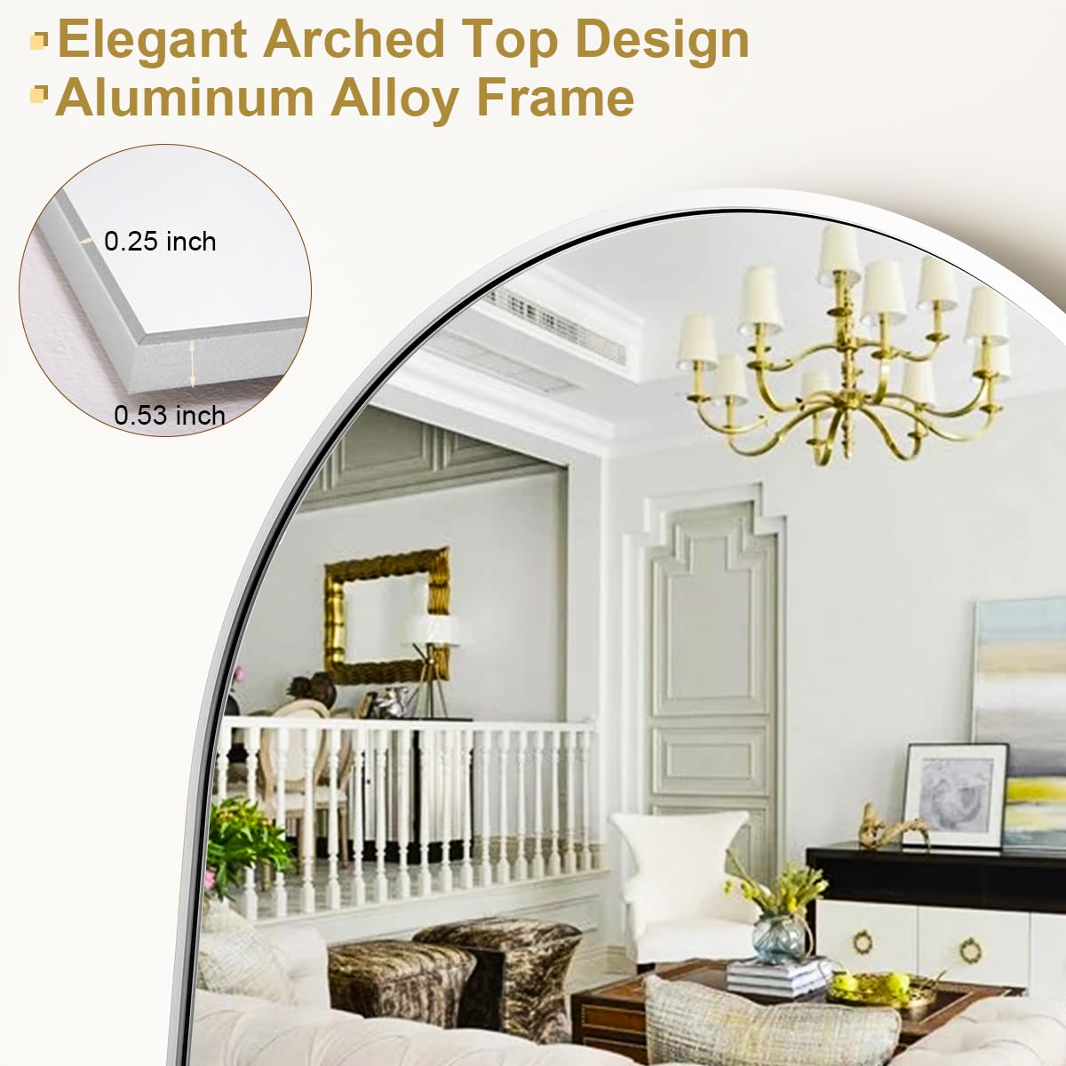 HARRITPURE 56"x21" Arched Full Length Mirror Free Standing Floor Mirrors Leaning Hanging Mounted Mirror Aluminum Frame Modern Home Decor for Living Room Bedroom Cloakroom,Silver