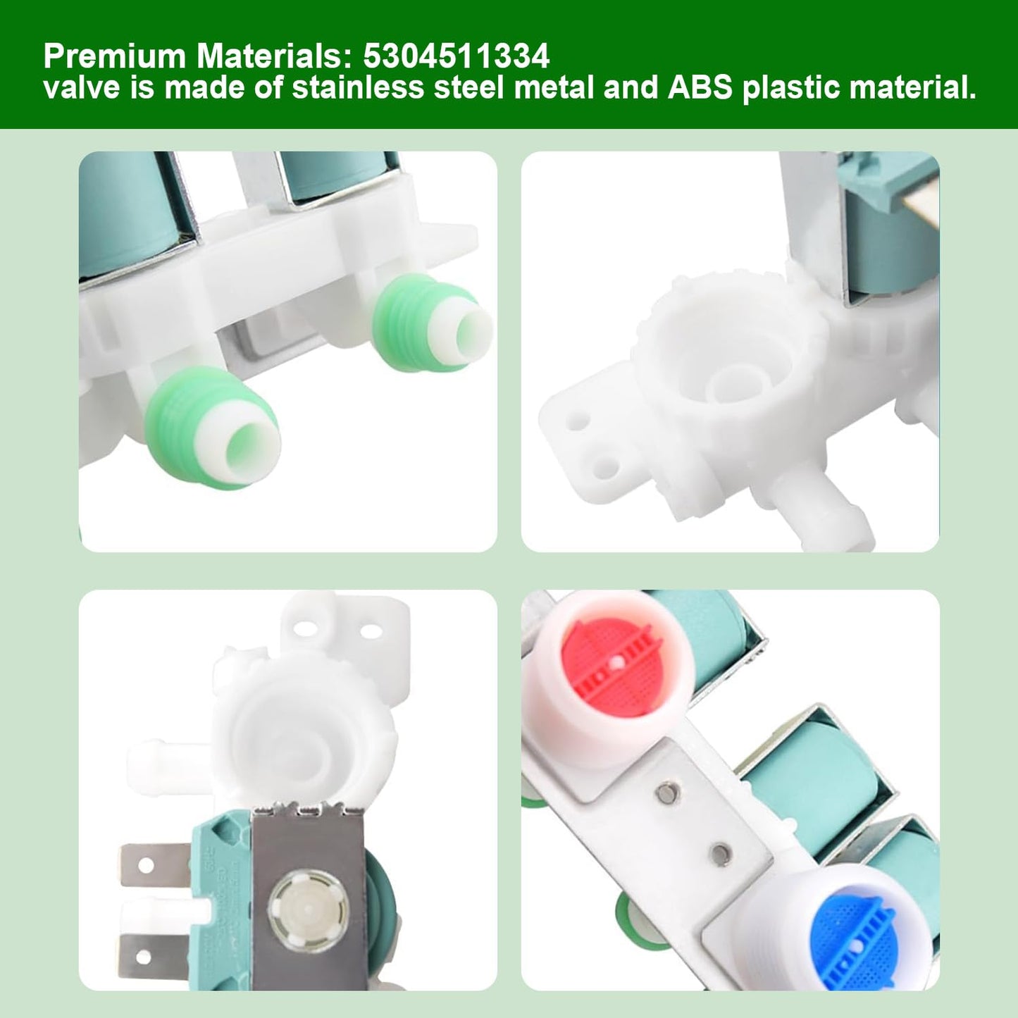 5304511334 Washer Water Inlet Valve Compatible With Frigidaire FFTW4120S FFTW4120SW FFTW4120SW0 FFTW4120SW1 Replace 5304536496 5304526580 33090115 5304536938