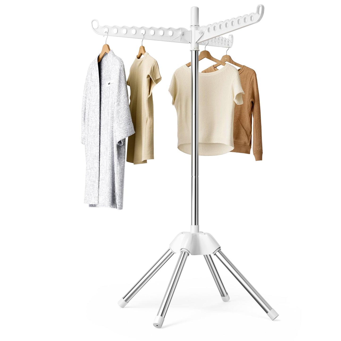 Abiglifty Rotatable and Foldable Clothes Drying Rack, Space Saving Free Standing Laundry Drying Rack for Indoor, Balcony, 1 Layer