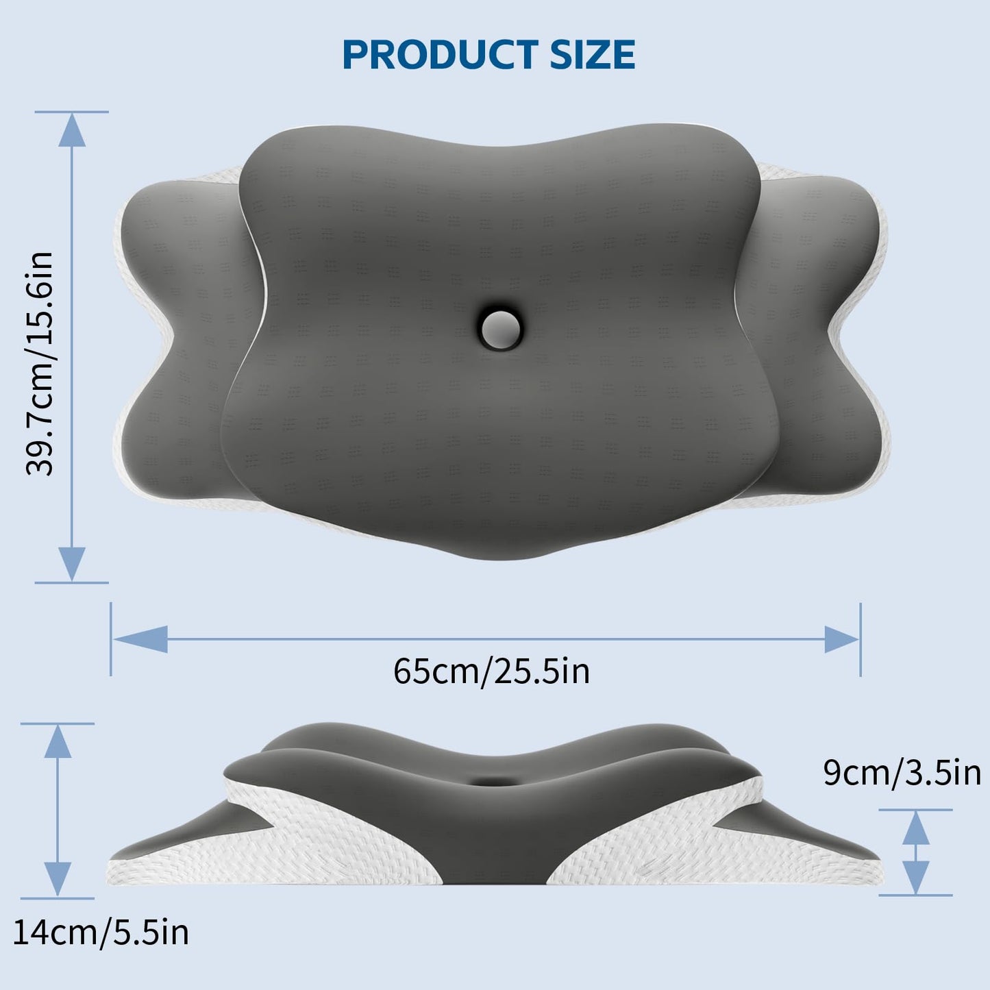 Cervical Neck Pillow for Neck and Shoulder Pain Relief, Memory Foam Pillow, Ergonomic Contour Side Sleeper Pillows, Soft Cooling Orthopedic Pillow for Side Back Stomach Sleepers (Grey)