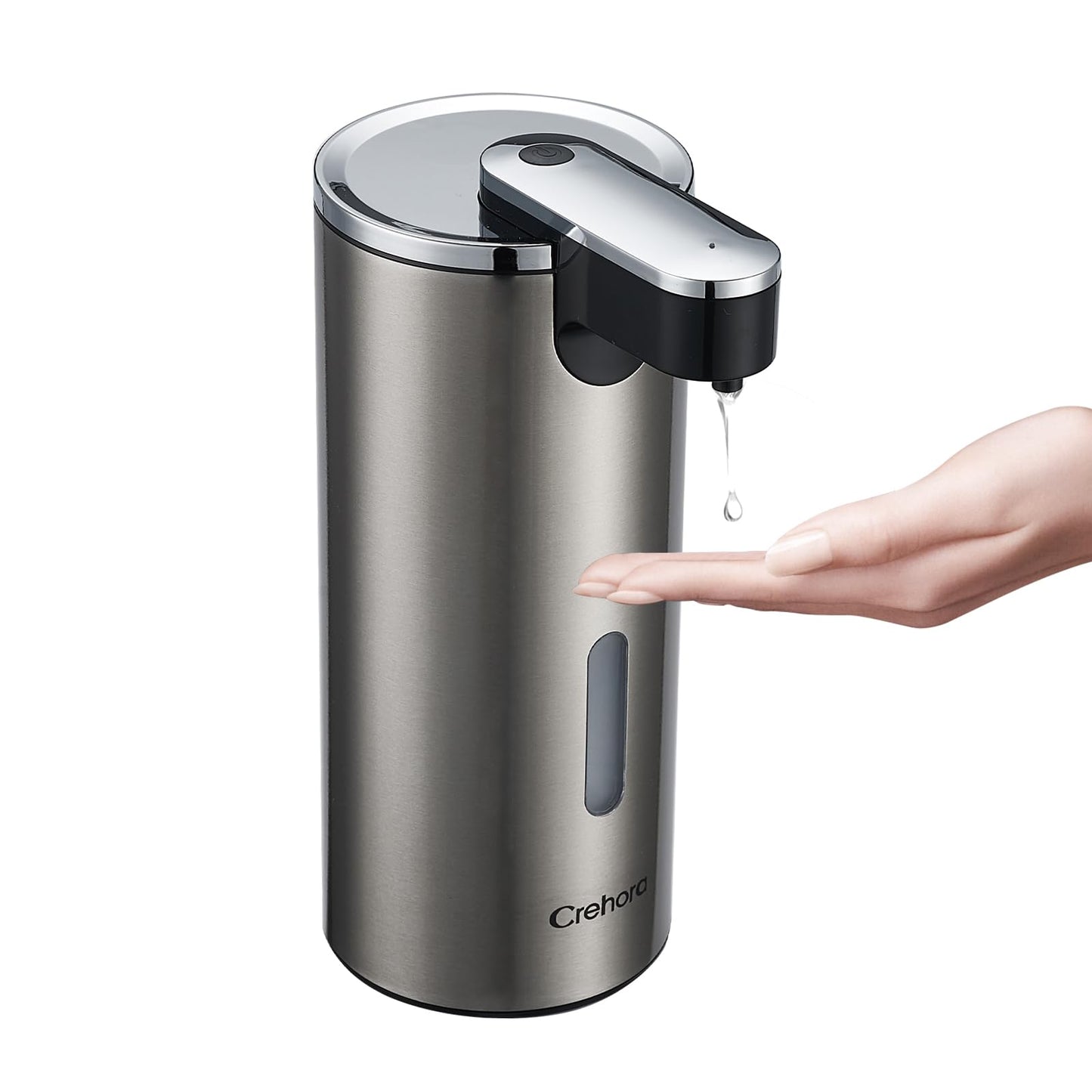 Automatic Soap Dispenser, Automatic Liquid Soap Dispenser Touchless, 12oz/340ml, 3-Level Adjustable, Battery Operated, Water-Resistant for Bathroom, Kitchen and School, Clog-Free, Stainless Steel